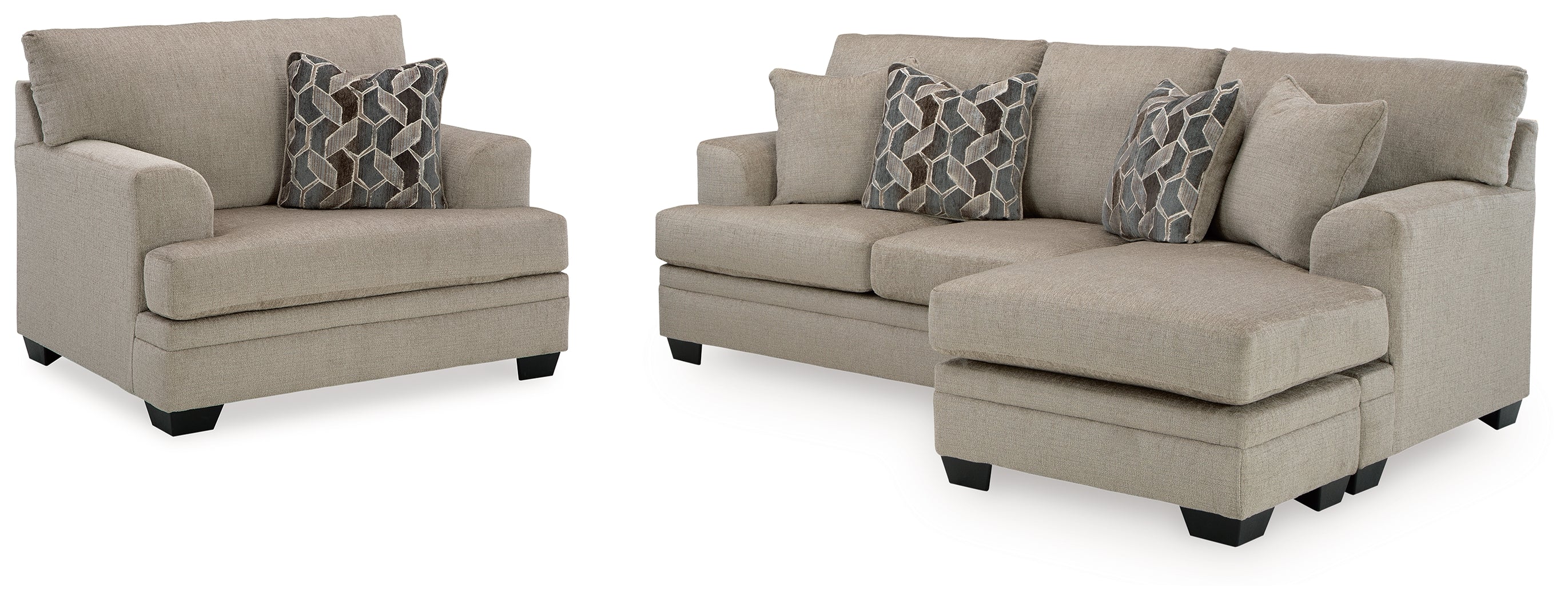 Stonemeade Taupe Sofa Chaise and Oversized Chair - 59504U6