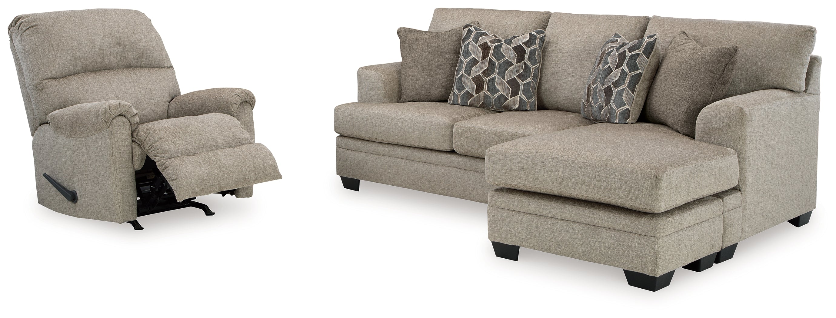 Stonemeade Taupe Sofa Chaise and Recliner - 59504U5