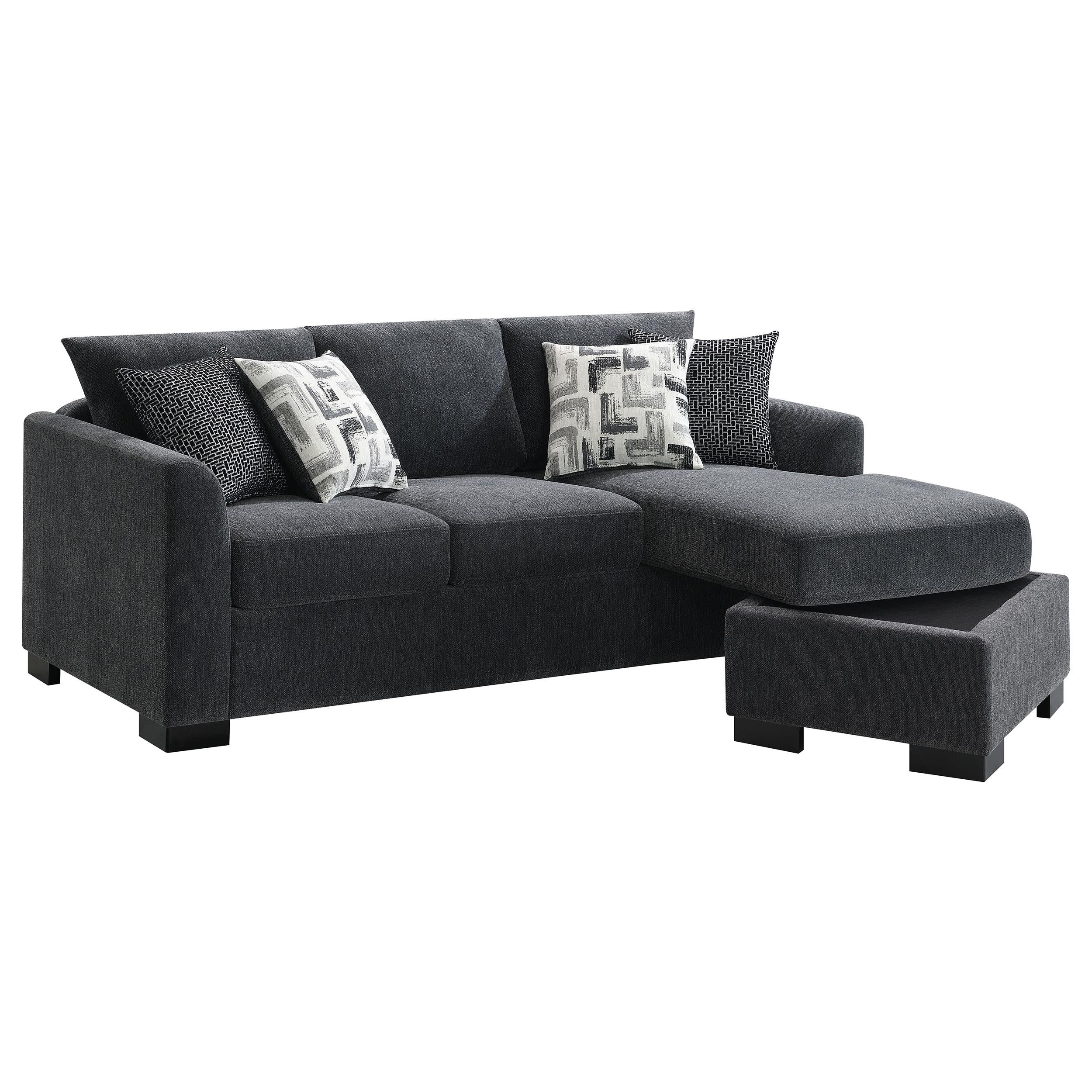 Storey Upholstered Chaise Sleeper Sofa Sectional Dark Grey - 504777
