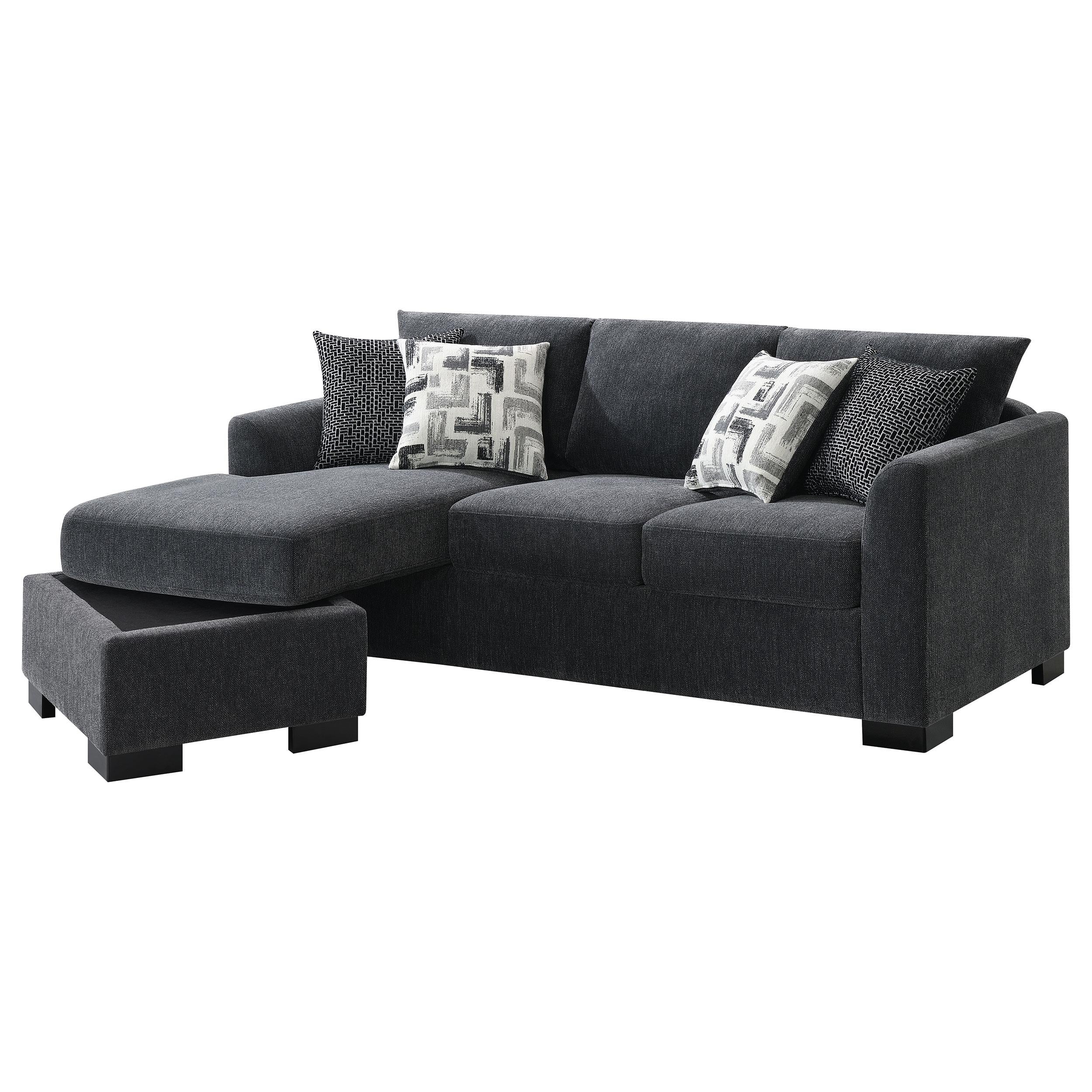 Storey Upholstered Chaise Sleeper Sofa Sectional Dark Grey - 504777