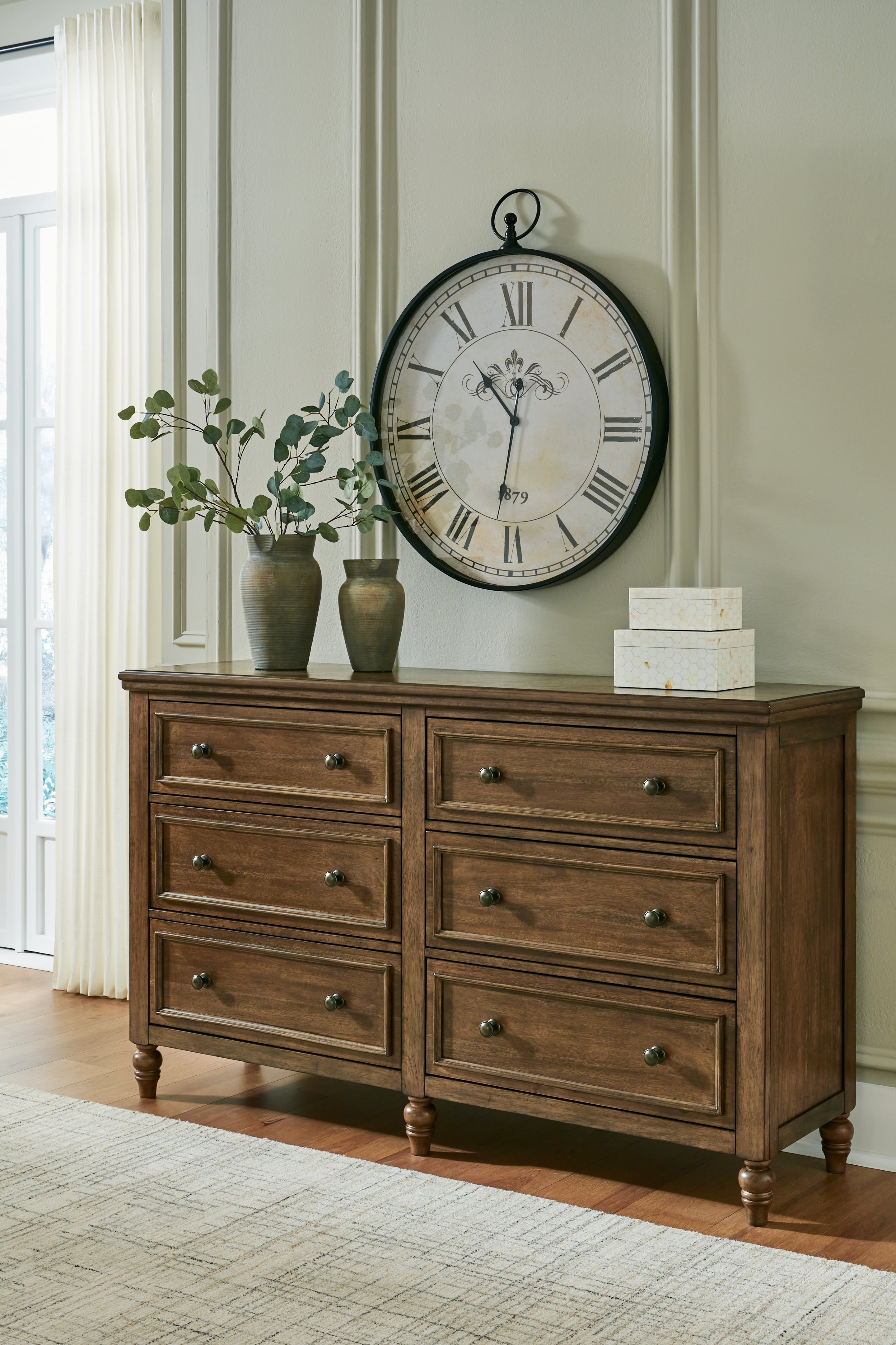 Sturlayne California King Upholstered Panel Bed with Dresser and 2 Nightstands in Brown from Ashley - Luna Furniture