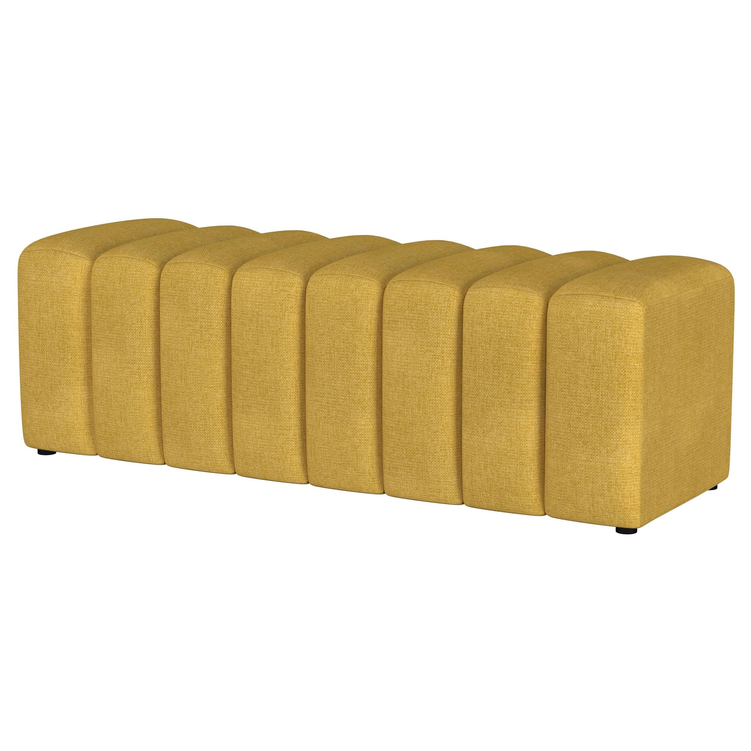Summer Upholstered Channel Tufted Accent Bench Mustard Yellow - 910292
