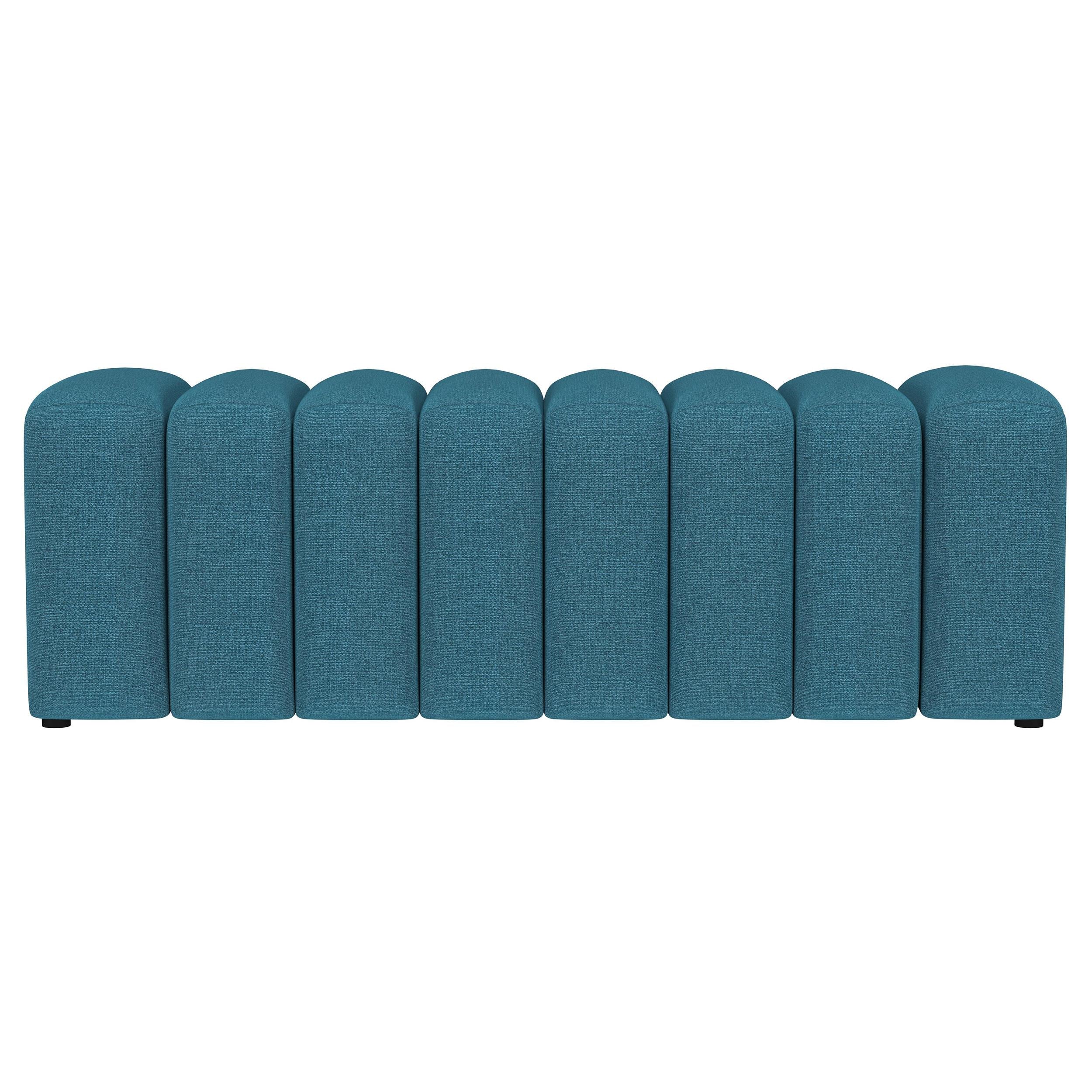 Summer Upholstered Channel Tufted Accent Bench Peacock Blue - 910293