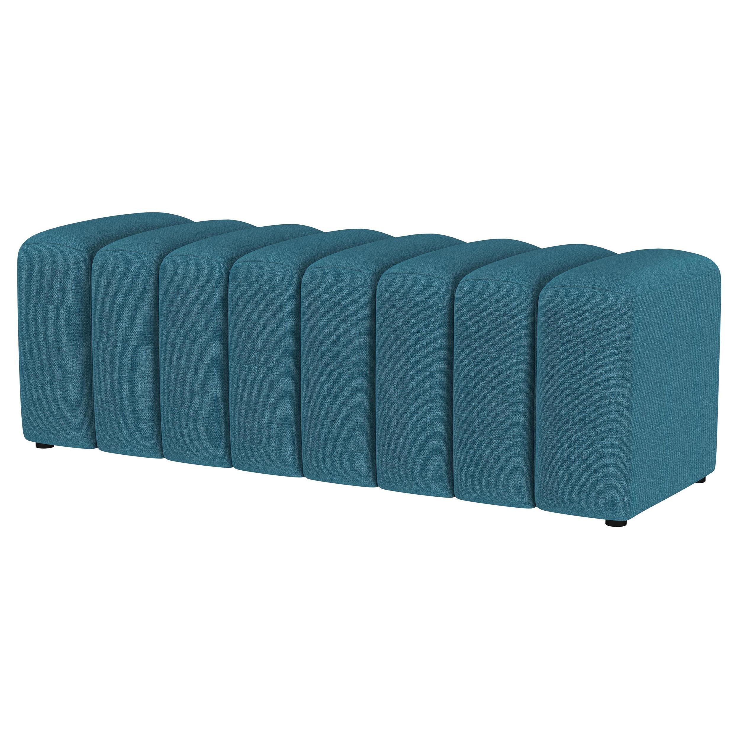 Summer Upholstered Channel Tufted Accent Bench Peacock Blue - 910293