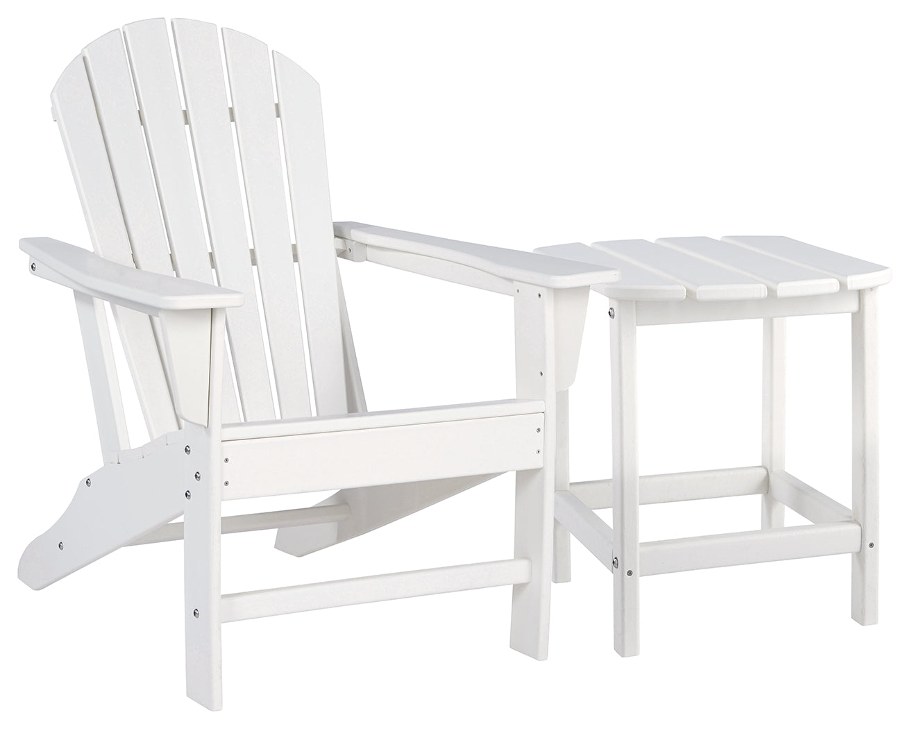 Sundown Treasure White Adirondack Chair with End Table - P011P1