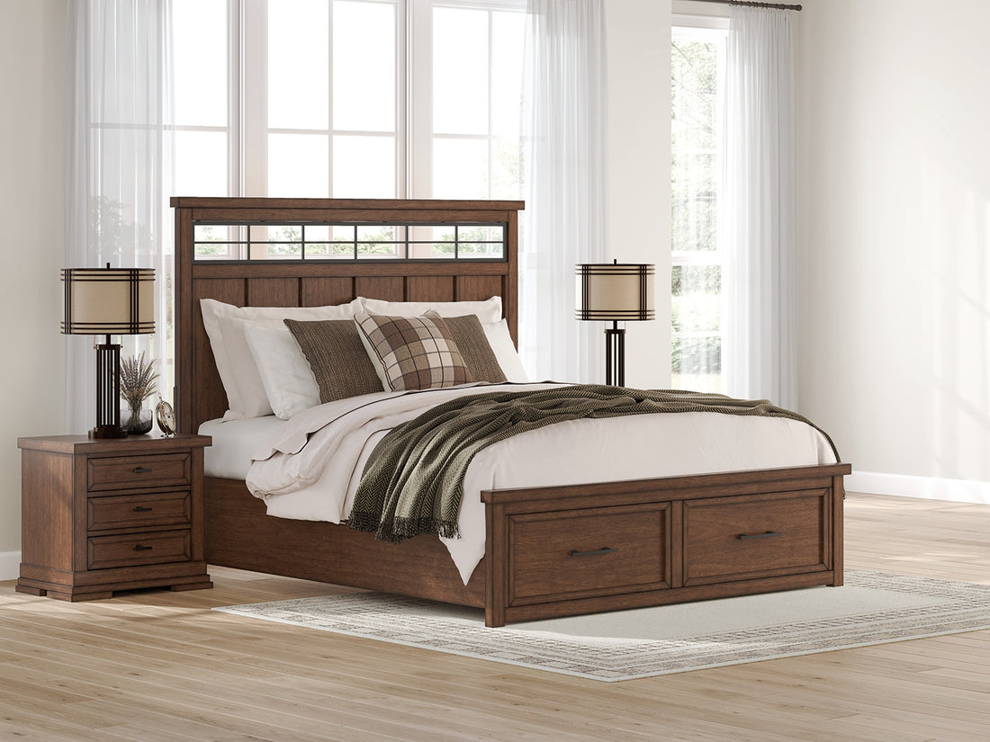 Taffenbrook Medium Brown California King Panel Storage Bed - B849B5