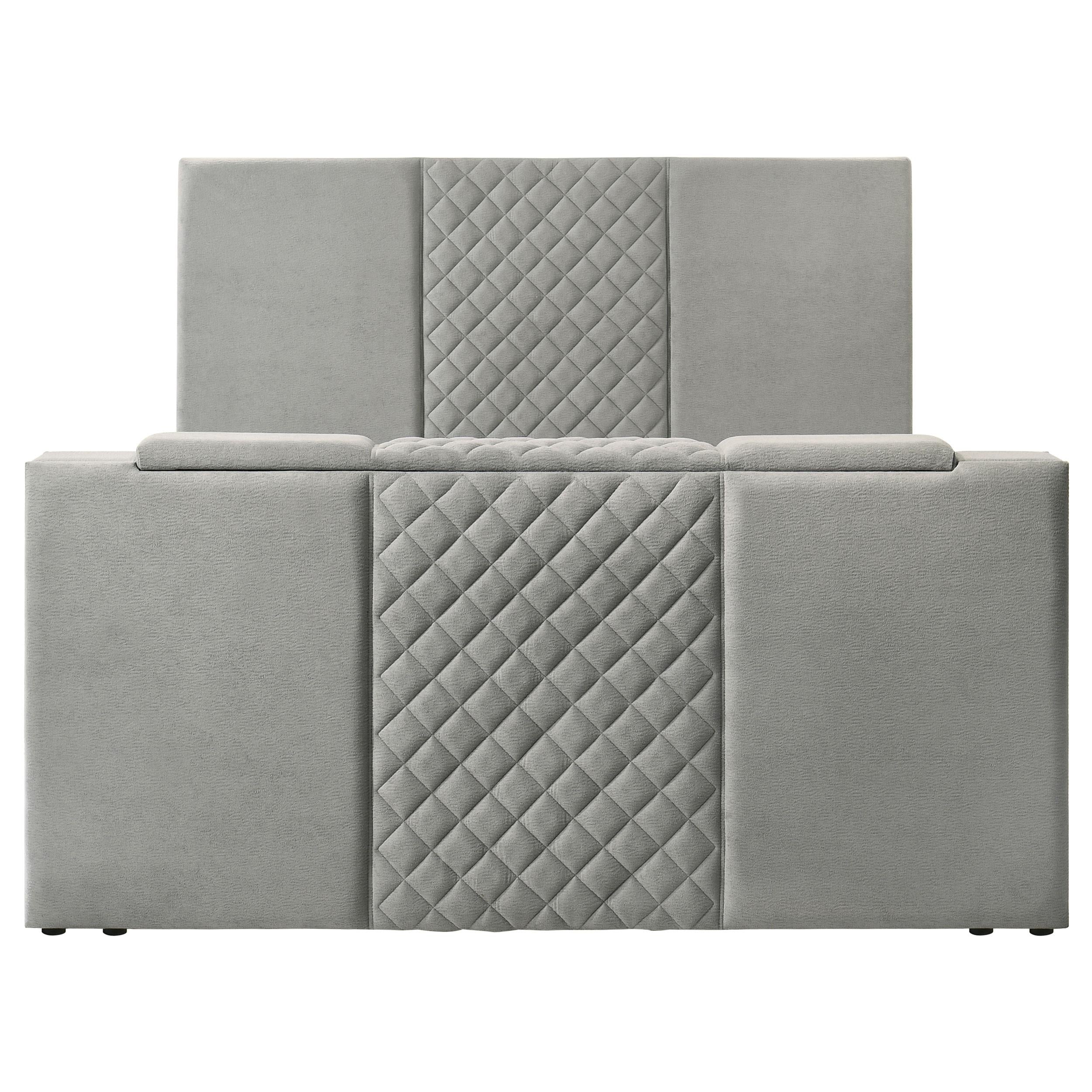 Tara 61-inch Upholstered Eastern King Panel TV Bed Grey - 315994KE