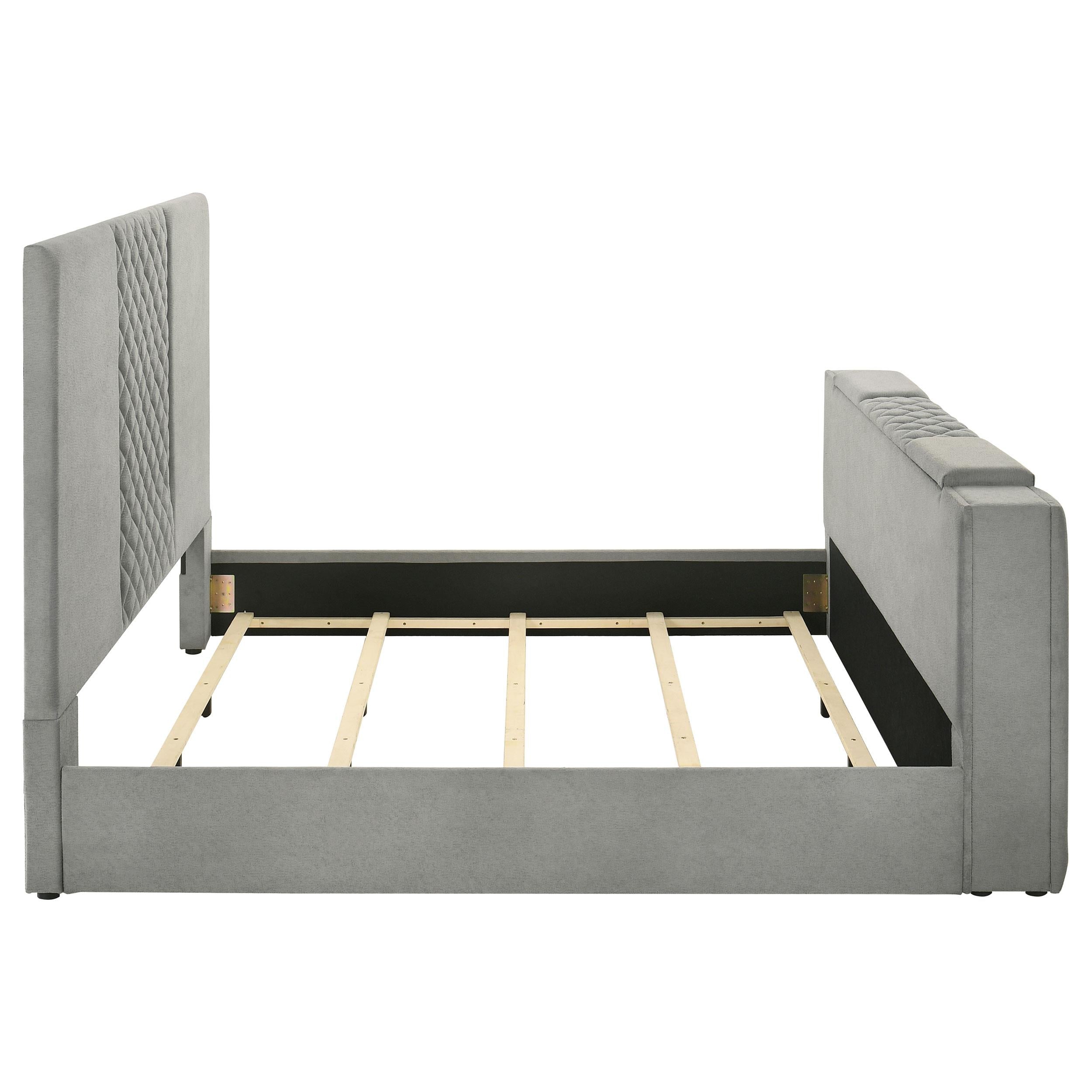 Tara 61-inch Upholstered Eastern King Panel TV Bed Grey - 315994KE