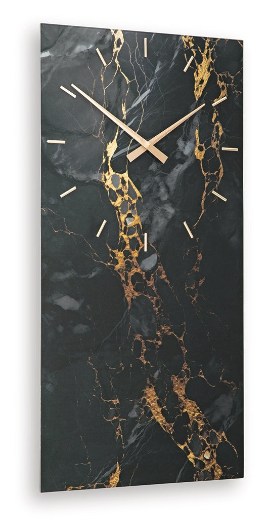 Teague Black/Gold Finish Wall Clock - A8010430