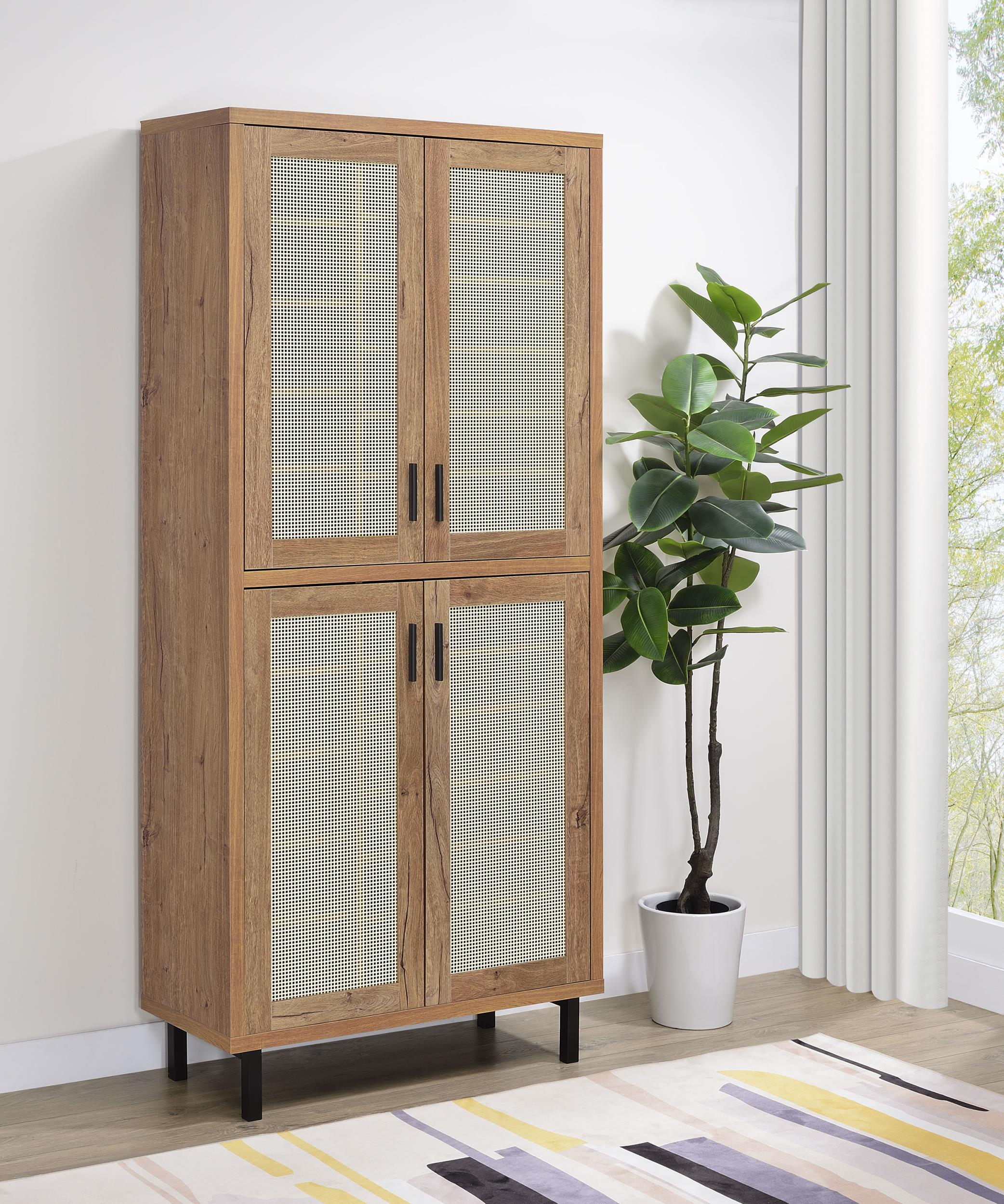 Teller 80-inch 4-door Tall Shoe Storage Cabinet Natural Oak - 950440