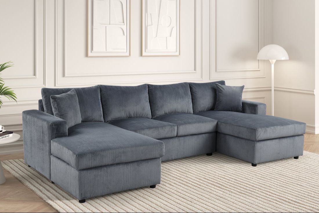 Terasa - Gray Double Chaise Sectional - TERASA GRAY