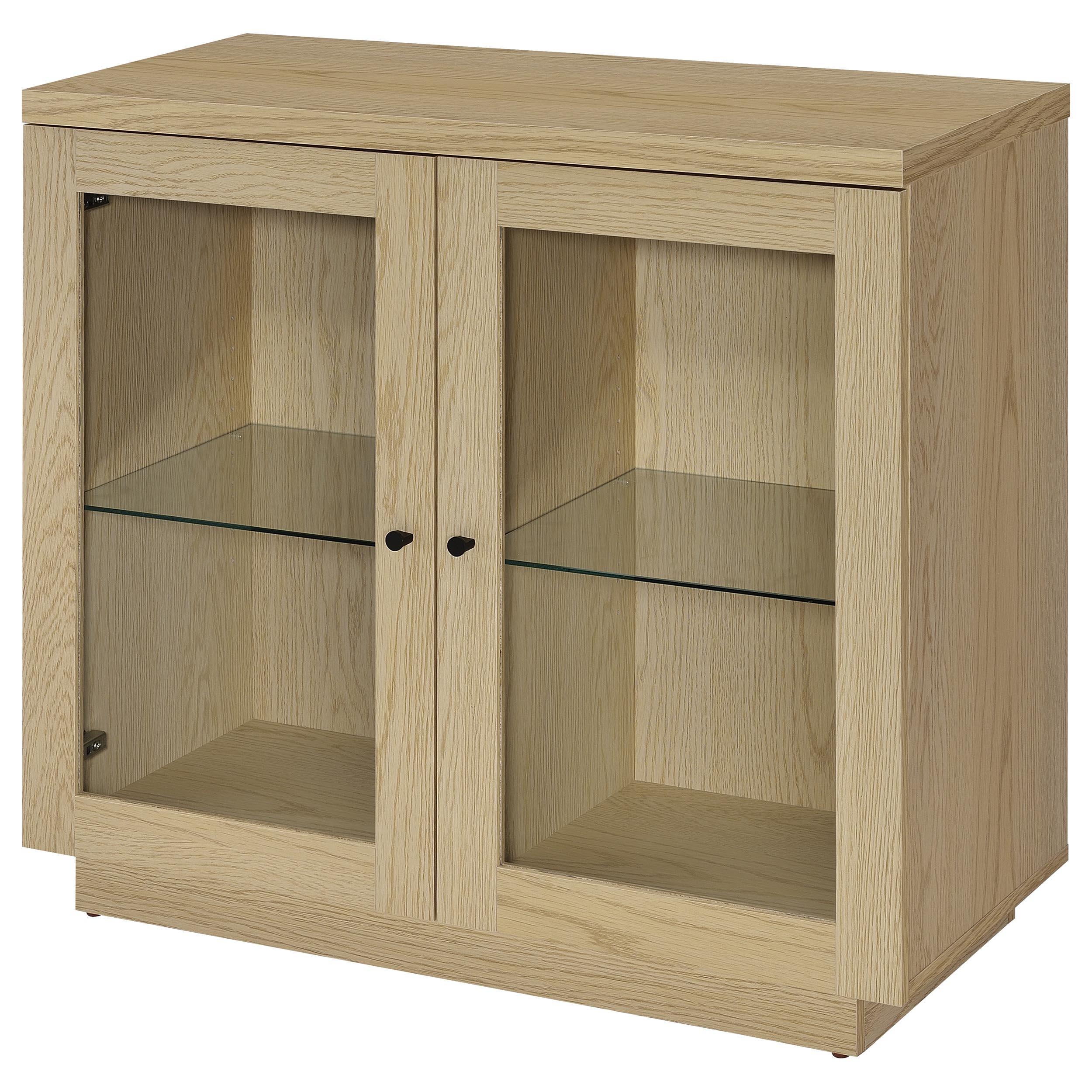 Tilbury 2-door Glass Front Accent Display Cabinet Light Oak - 950429