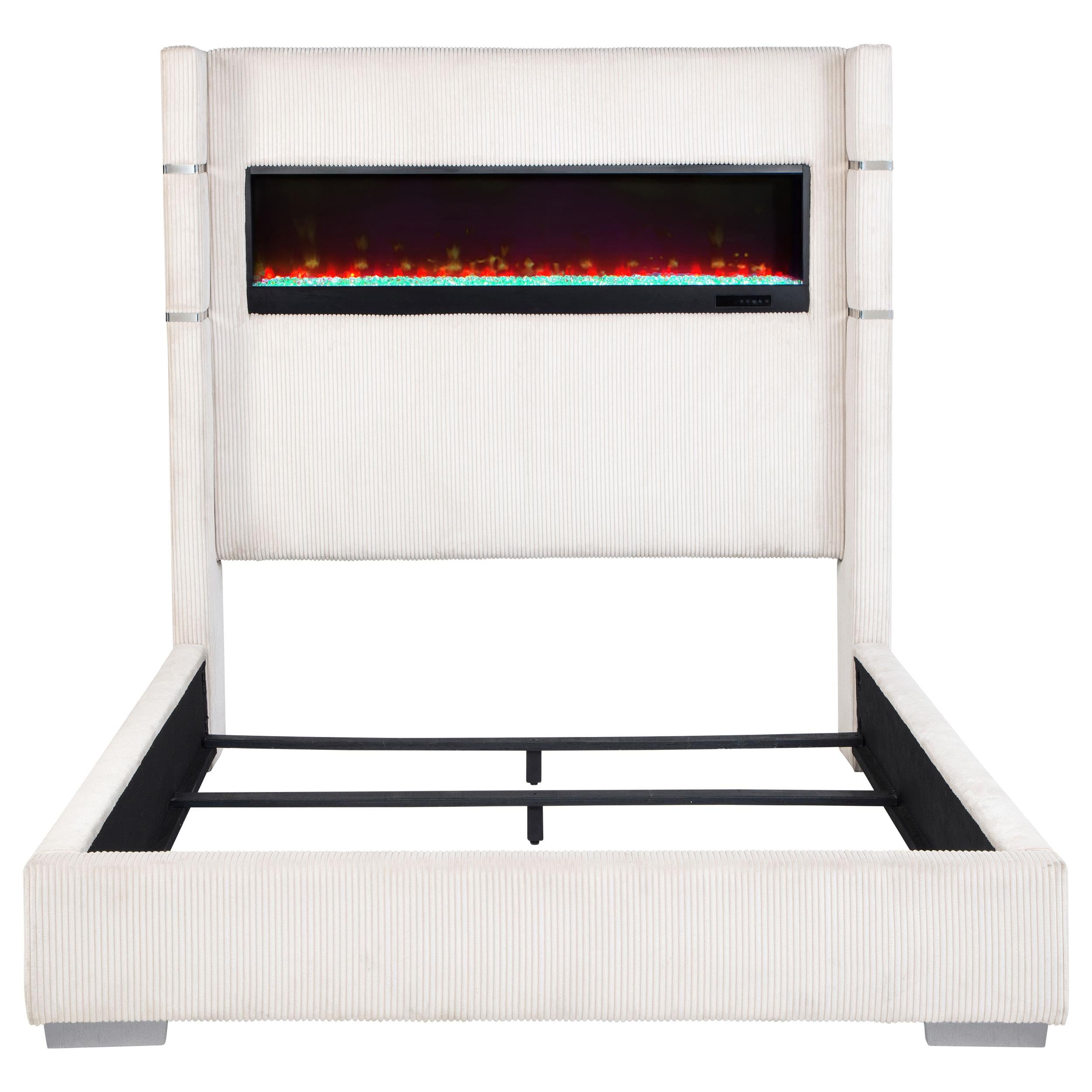 Tisdall 67-inch Upholstered Eastern King Fireplace Bed Black - 306032KE