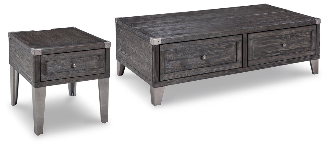 Todoe Coffee Table with 1 End Table in Dark Gray - PKG008763