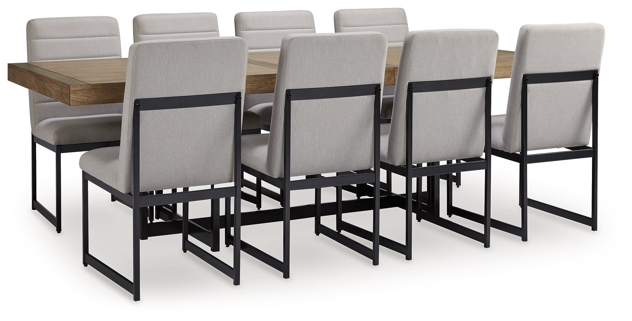 Tomtyn Dining Table and 8 Chairs in Light Brown - PKG020806