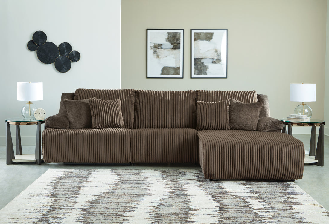 Top Tier Chocolate 3-Piece Sectional Sofa Chaise - 92705S6