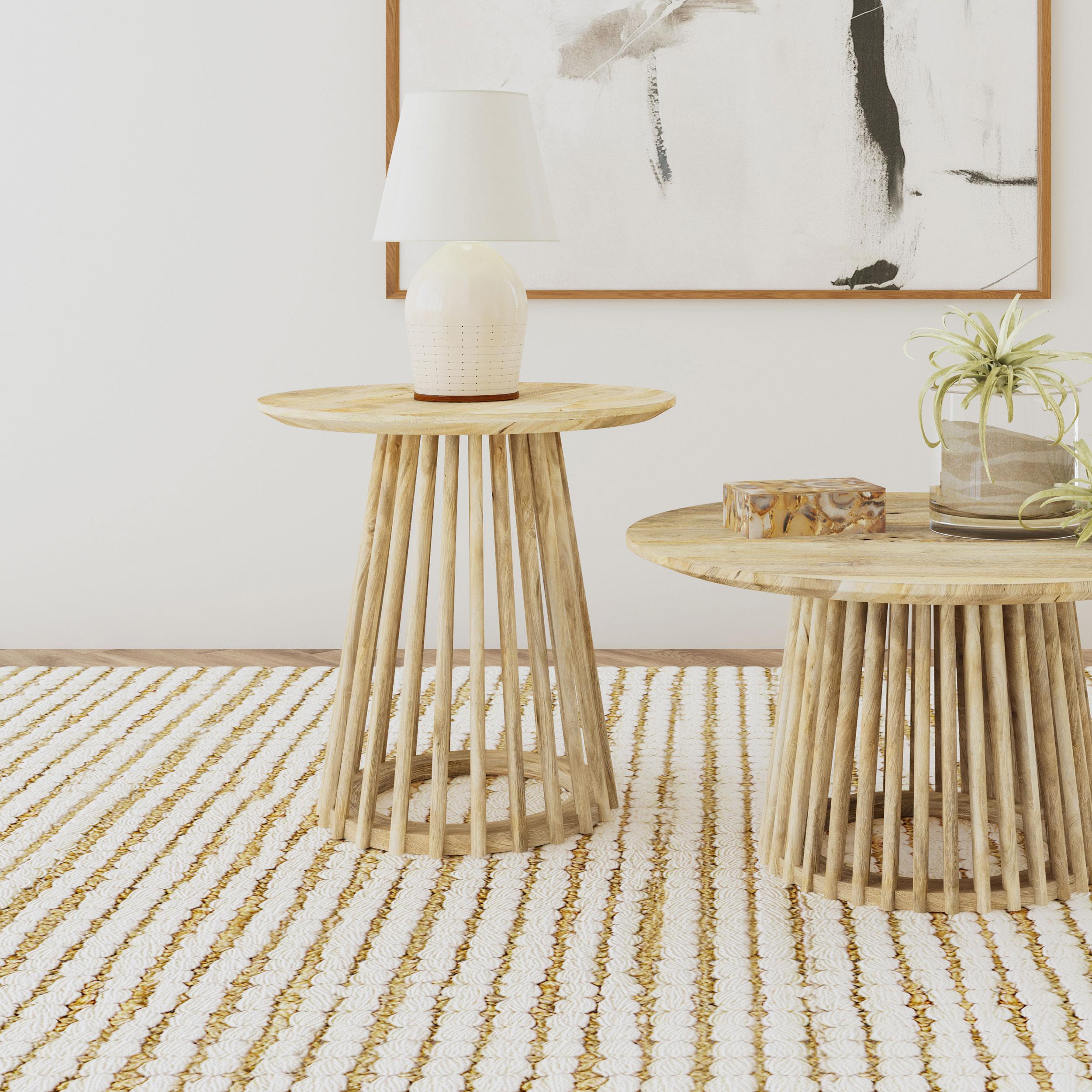 Touhy Round Solid Wood End Side Table Natural Mango - 710607