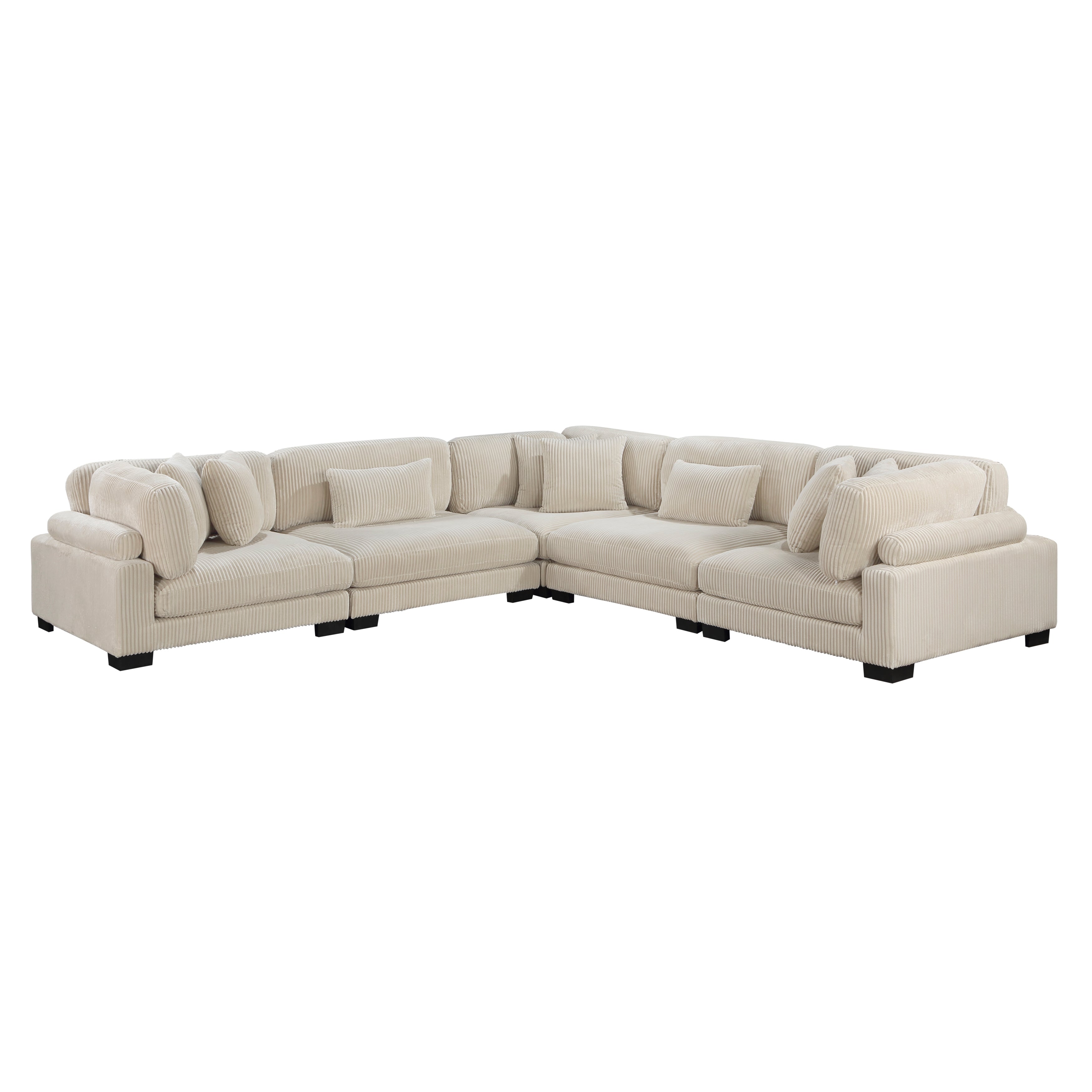 Traverse Beige Corduroy 5-Piece Modular Sectional with Corner Seats - 8555BE*2AC3CR