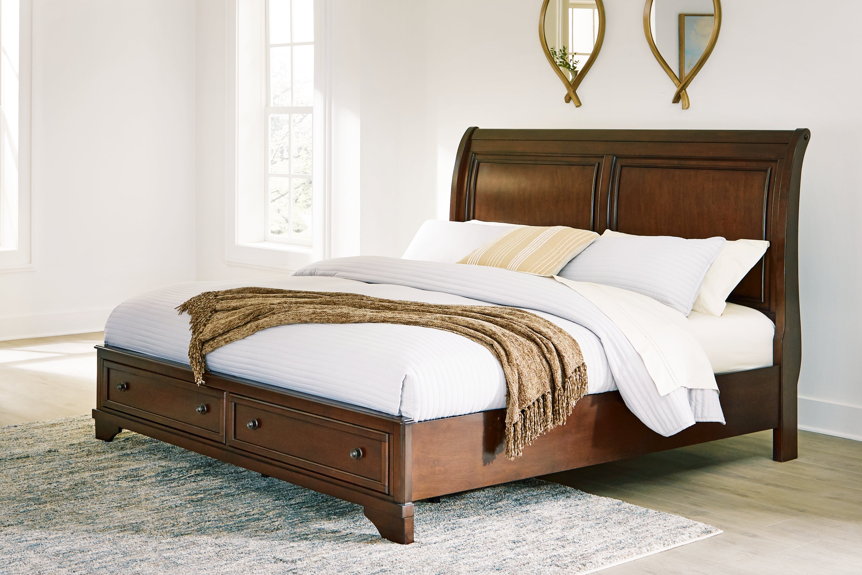 Trellington Brown Queen Sleigh Storage Bed - B716B1