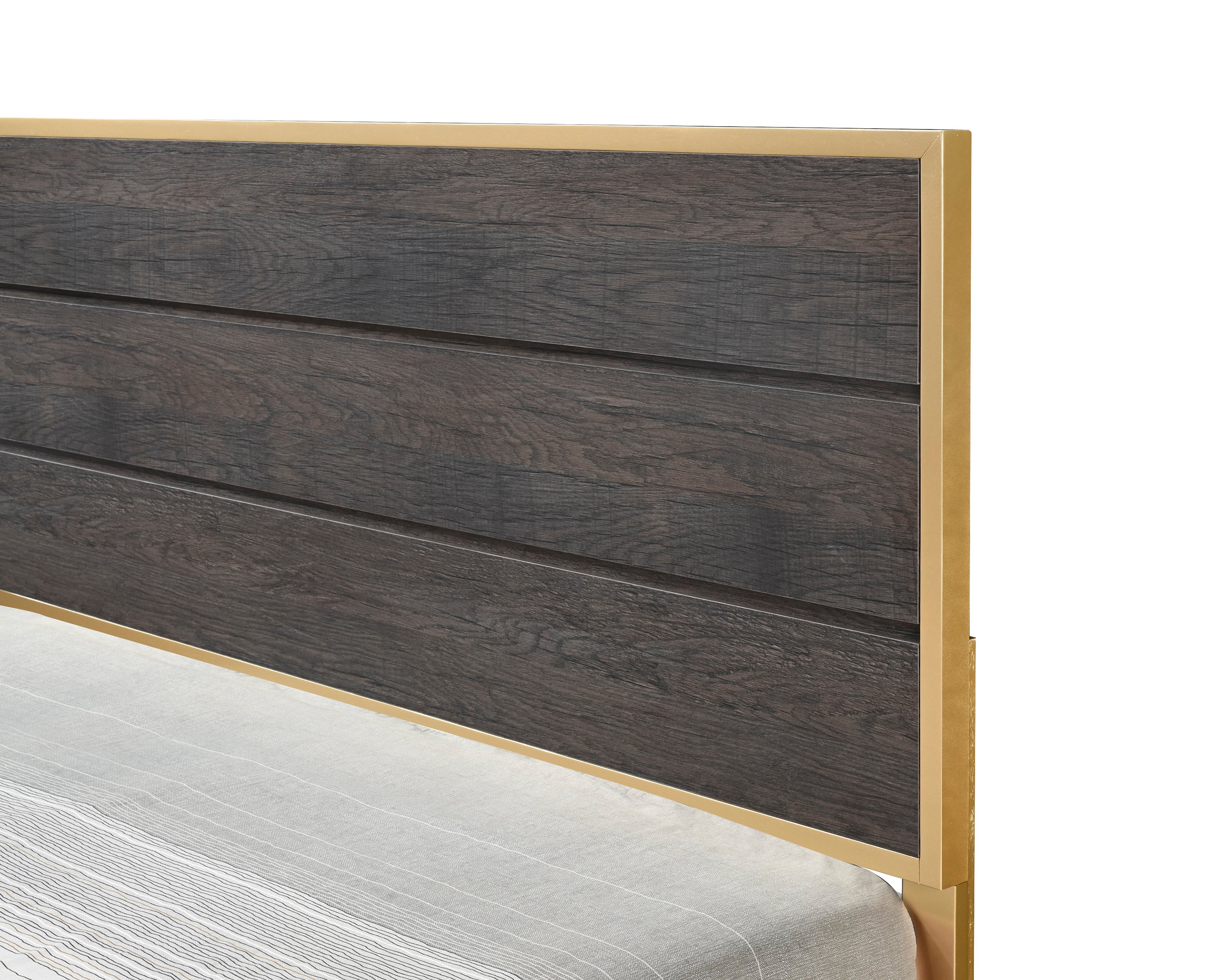 Trevor Brown/Gold King Panel Bed - SET | B3350-K-HB | B3350-K-FB | B3350-KQ-RAIL - Bien Home Furniture & Electronics