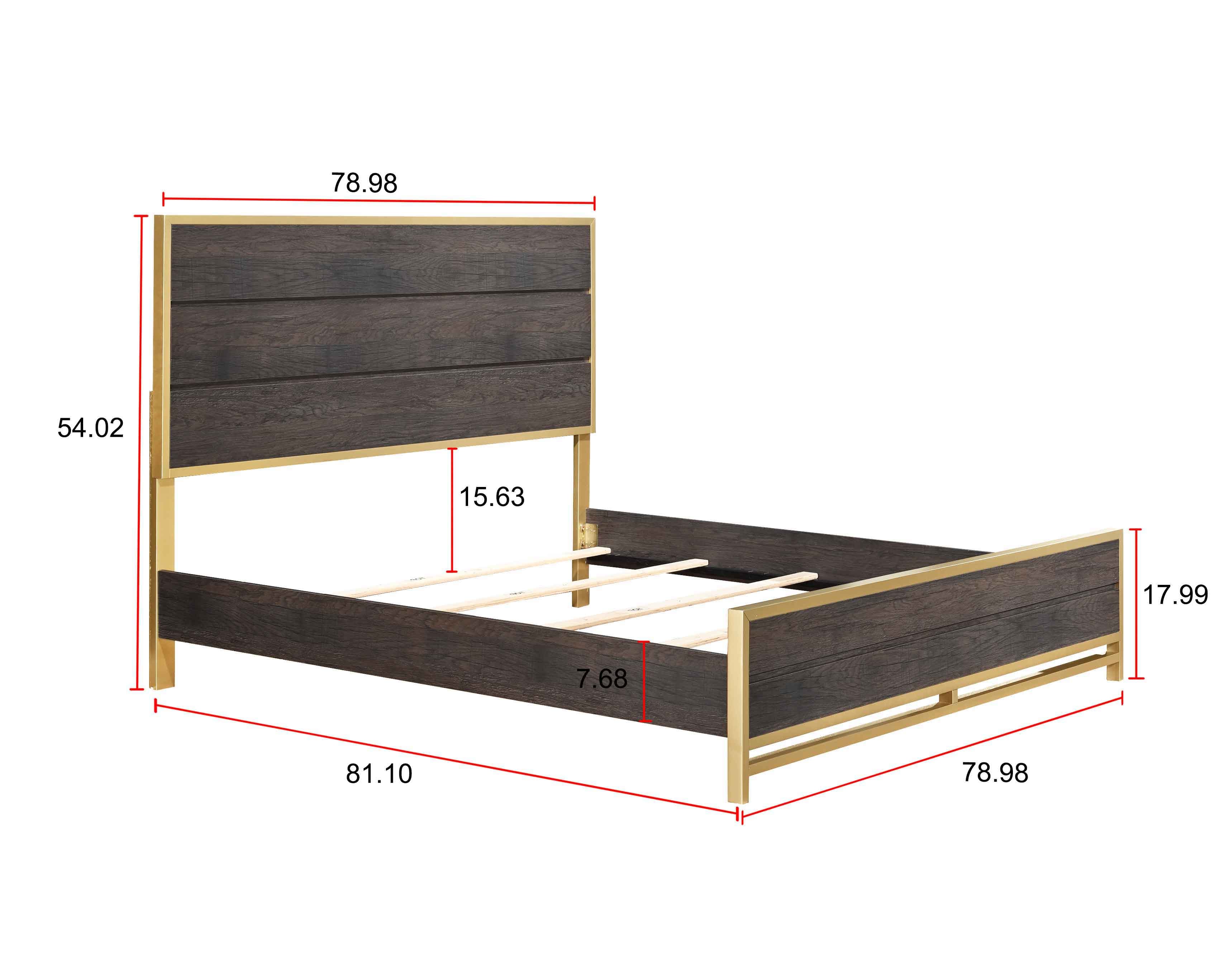 Trevor Brown/Gold King Panel Bed - SET | B3350-K-HB | B3350-K-FB | B3350-KQ-RAIL - Bien Home Furniture & Electronics