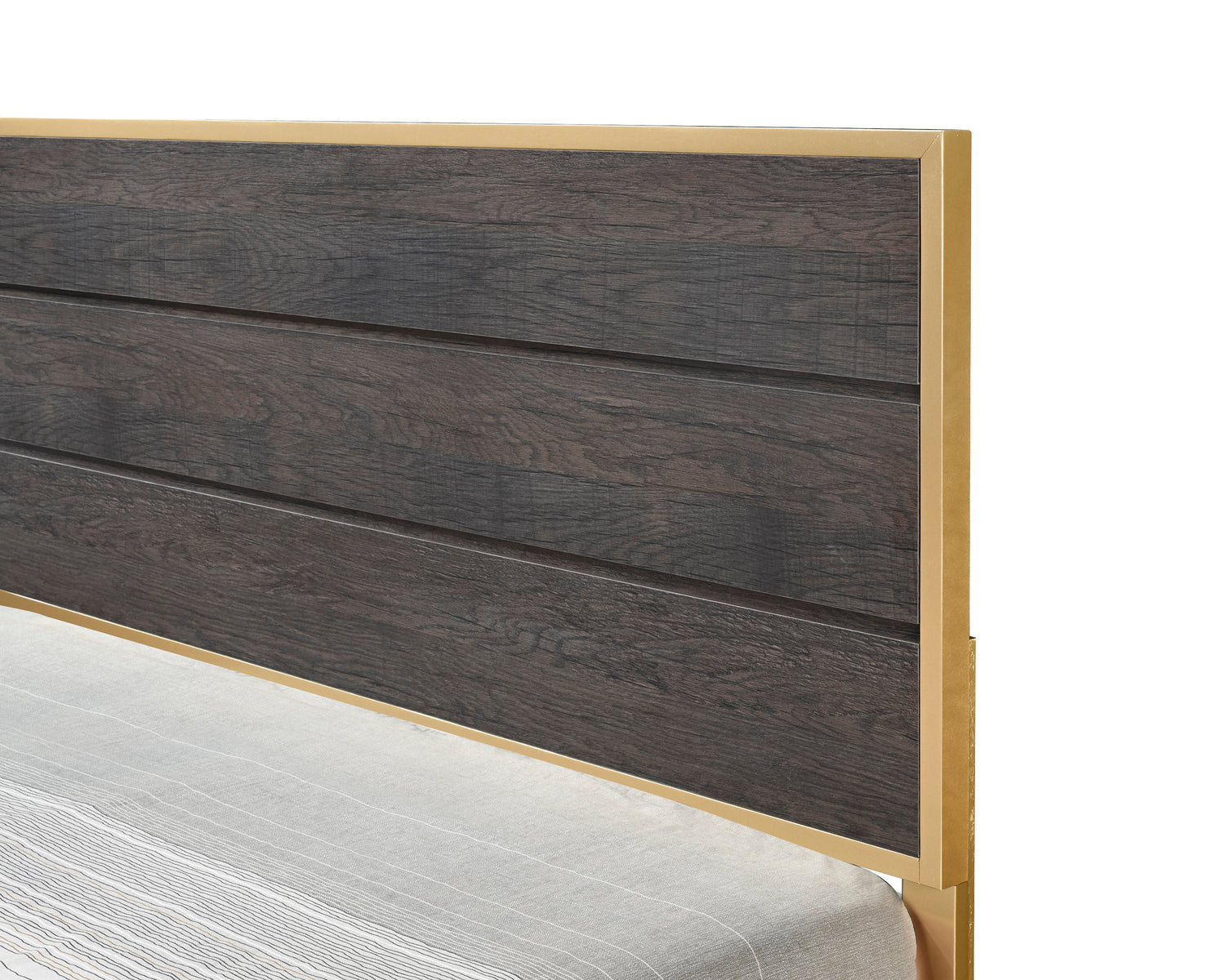 Trevor Brown/Gold Queen Panel Bed - SET | B3350-Q-HB | B3350-Q-FB | B3350-KQ-RAIL - Bien Home Furniture &amp; Electronics