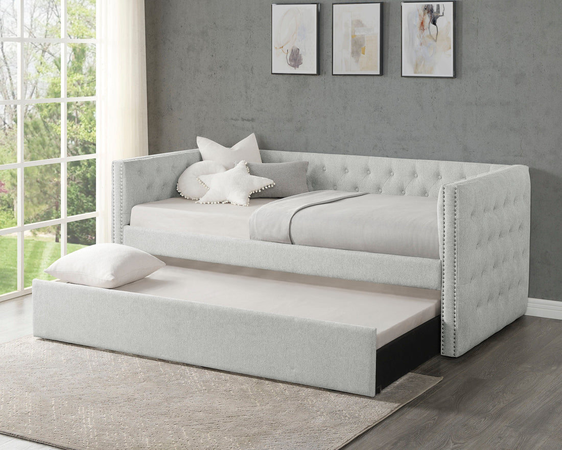 Trina Dove Gray Twin Daybed with Trundle - SET | 5335DV-ARM | 5335DV-BACK - Bien Home Furniture &amp; Electronics