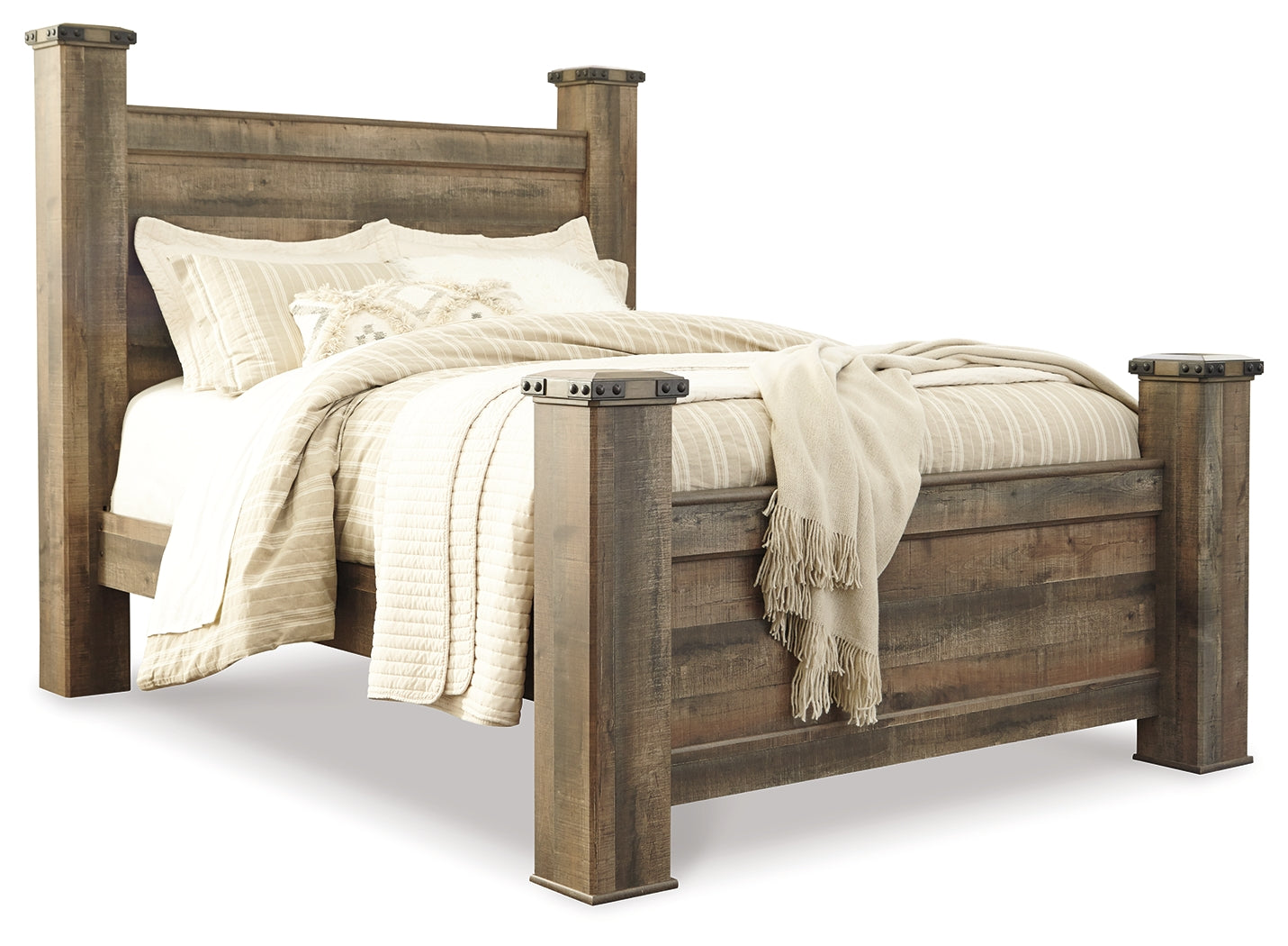 Trinell Brown Queen Poster Bed, Dresser, Mirror, Chest and 2 Nightstands - B446B80