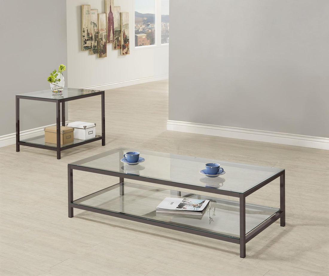 Trini 2-piece Coffee and End Table Set Black Nickel - 720228-S2