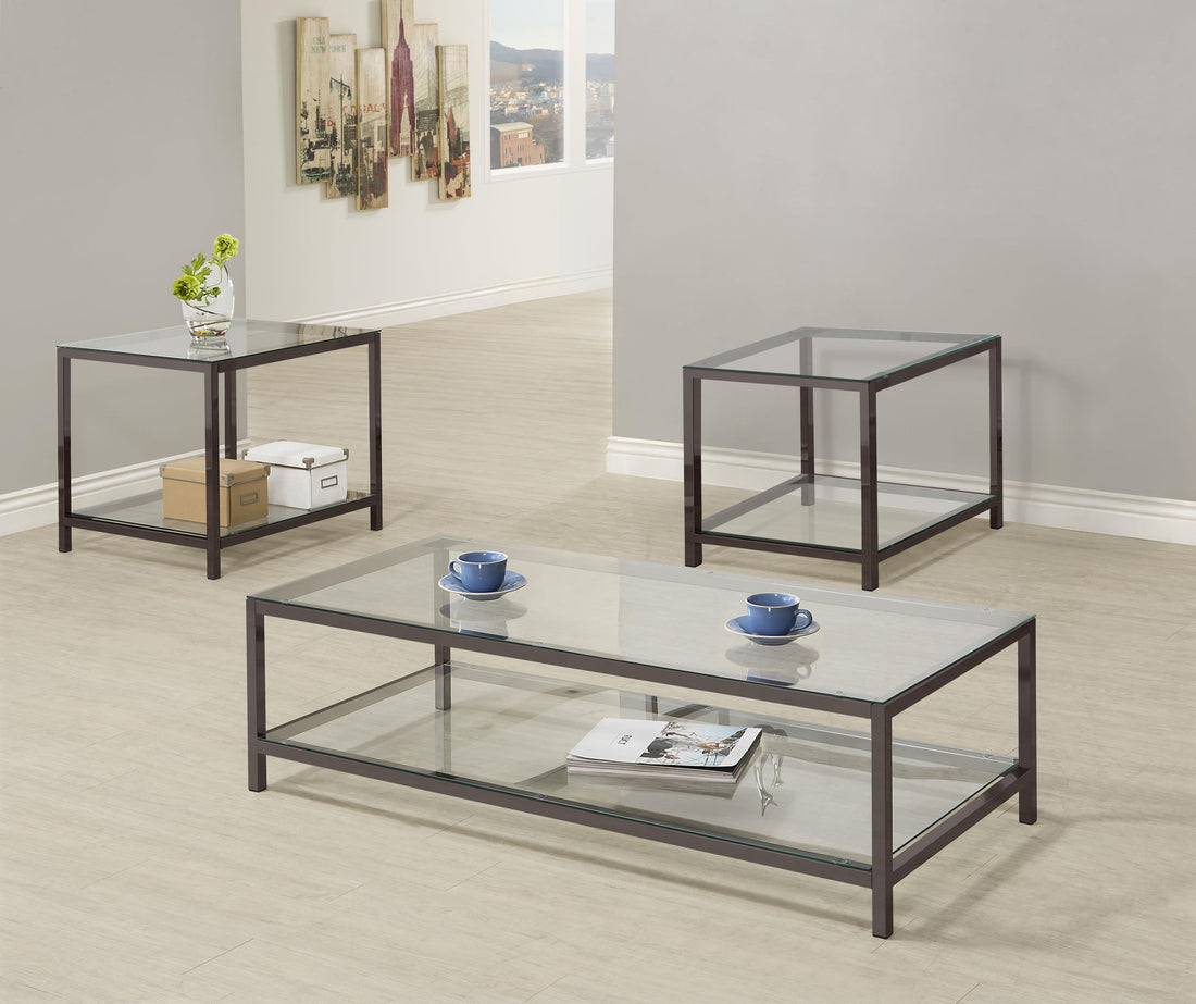 Trini 3-piece Coffee and End Table Set Black Nickel - 720228-S3
