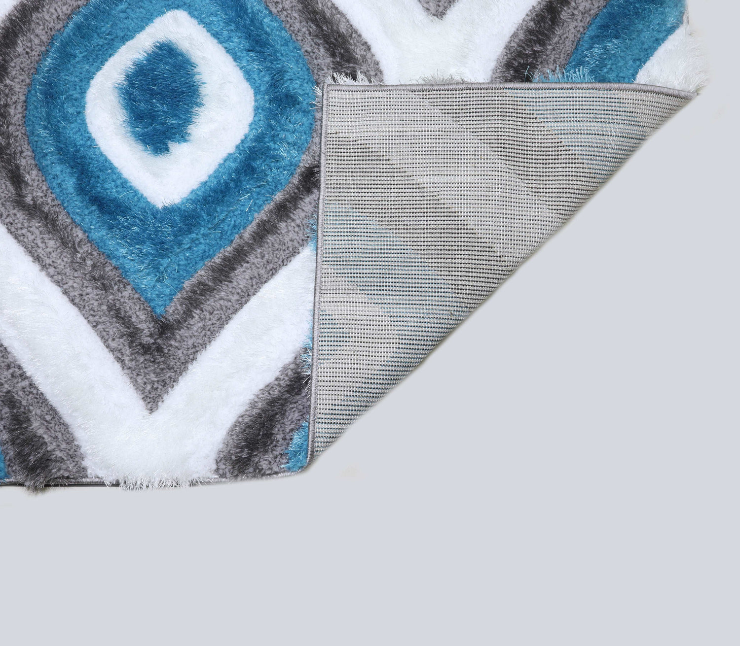 3D Shaggy GRAY-TURQOUISE Area Rug - 3D151 - 3D151-GRY/TRQ-57 - Bien Home Furniture & Electronics