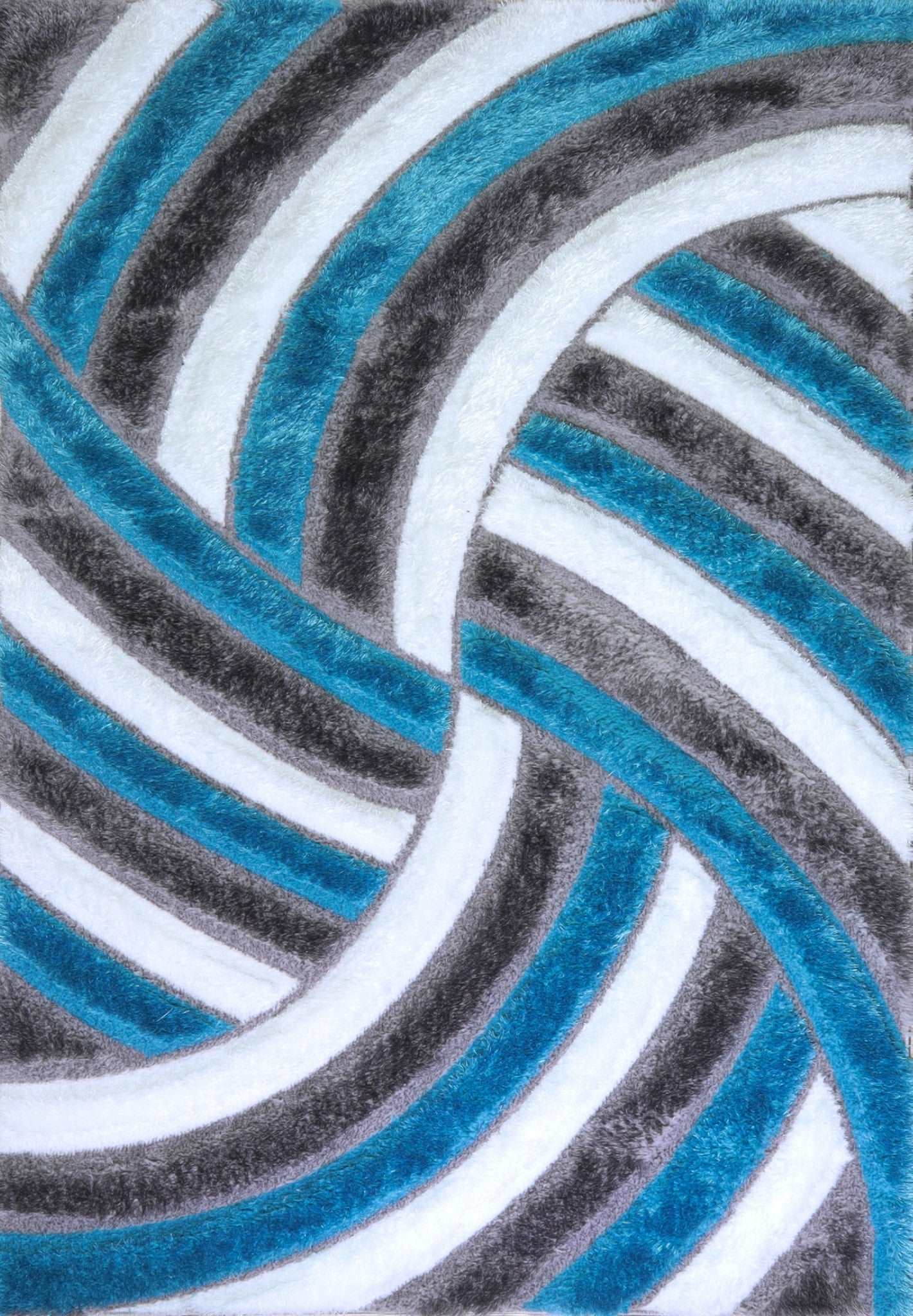 3D Shaggy GRAY-TURQOUISE Area Rug - 3D333 - 3D333-GRY/TRQ-57 - Bien Home Furniture & Electronics