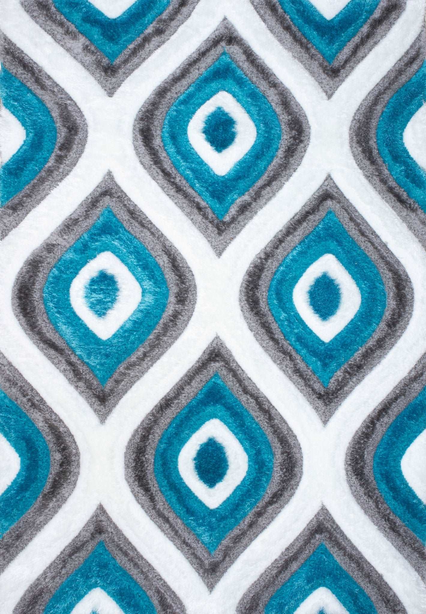 3D Shaggy GRAY-TURQOUISE Area Rug - 3D151 - 3D151-GRY/TRQ-57 - Bien Home Furniture & Electronics