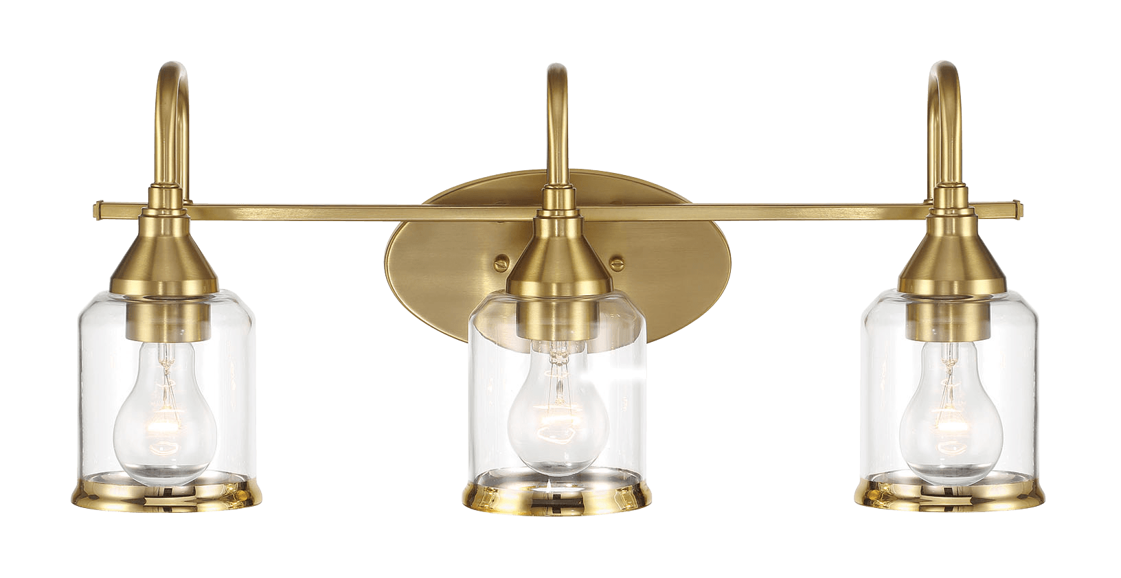Twilight Three Lights Brushed Gold Contemporary Vanity Light 22"W × 10"H × 7.48"E with Clear Glass - WLL03901201