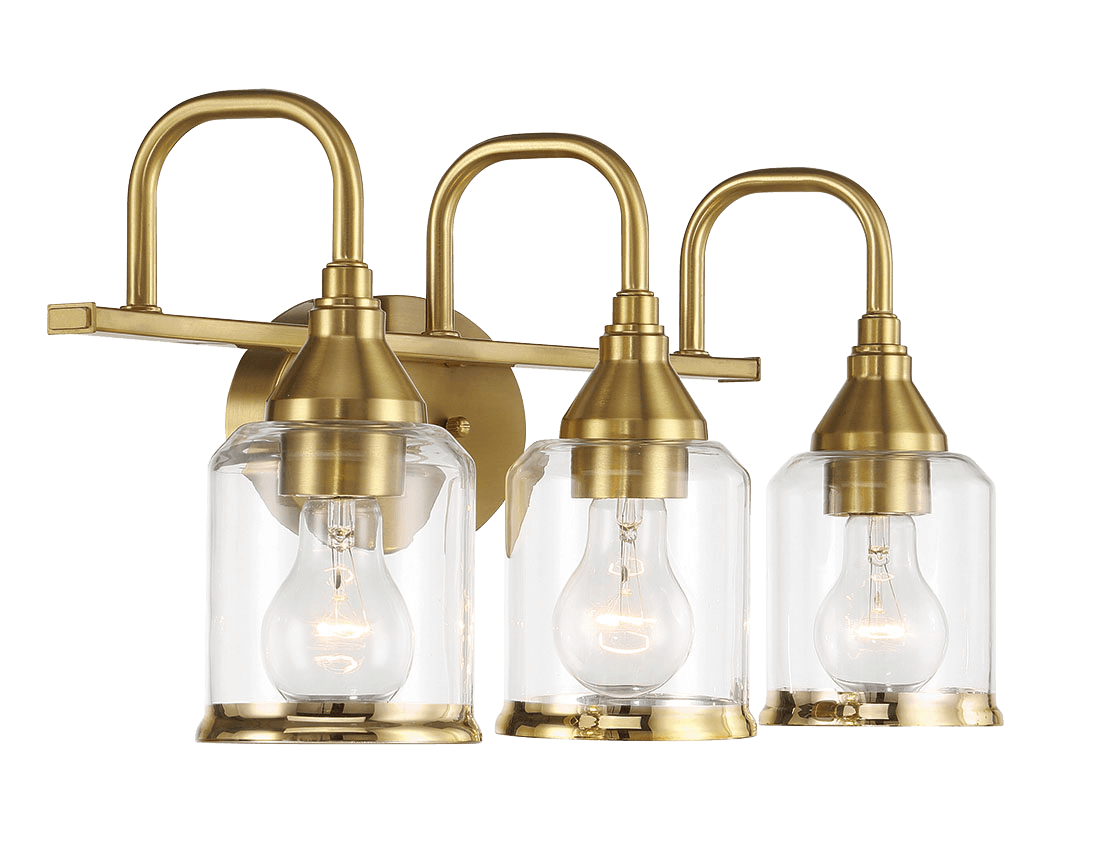 Twilight Three Lights Brushed Gold Contemporary Vanity Light 22"W × 10"H × 7.48"E with Clear Glass - WLL03901201