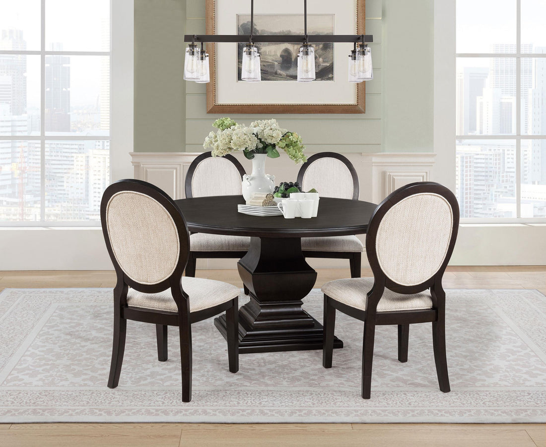 Twyla 5-piece Round Wood Dining Room Table Set Dark Cocoa - 109230-S5