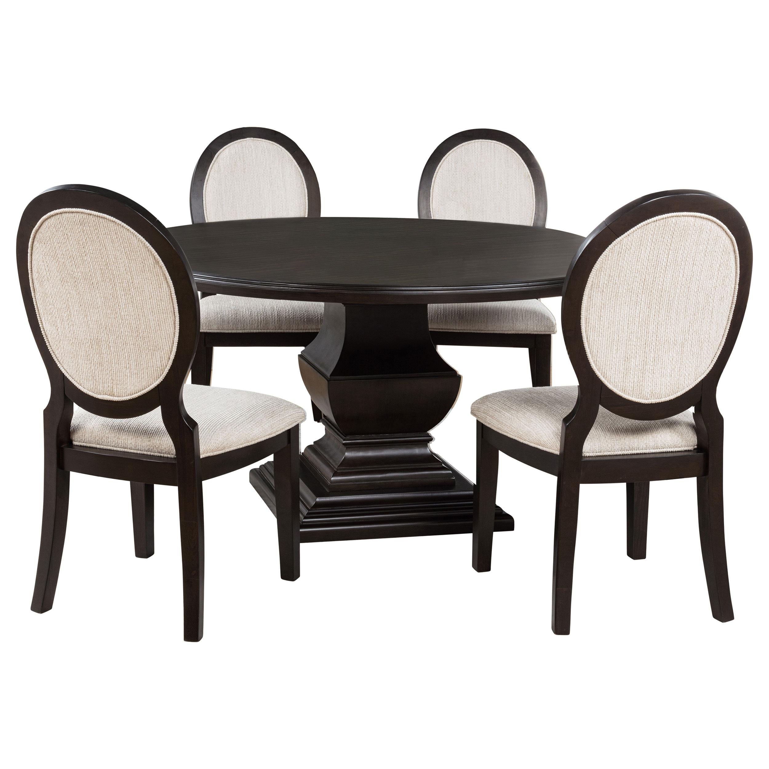 Twyla 5-piece Round Wood Dining Room Table Set Dark Cocoa - 109230-S5