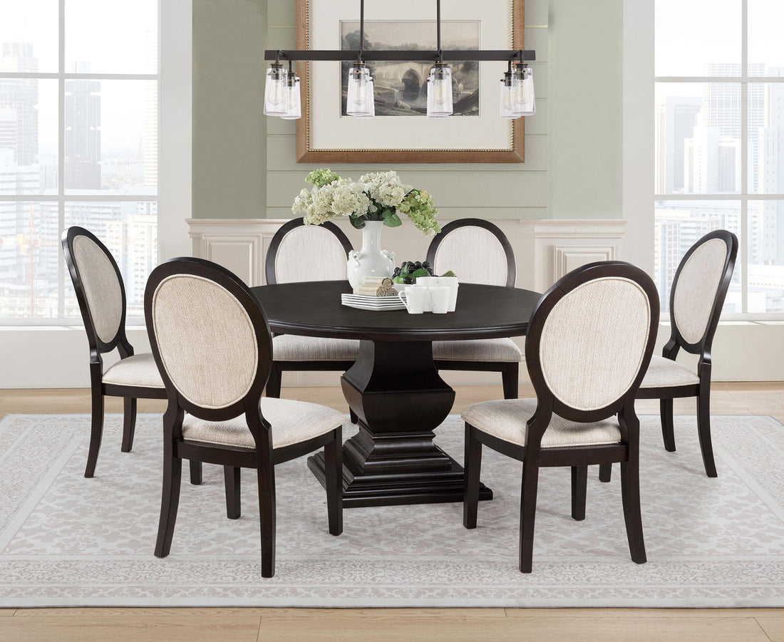 Twyla 7-piece Round Wood Dining Room Table Set Dark Cocoa - 109230-S7
