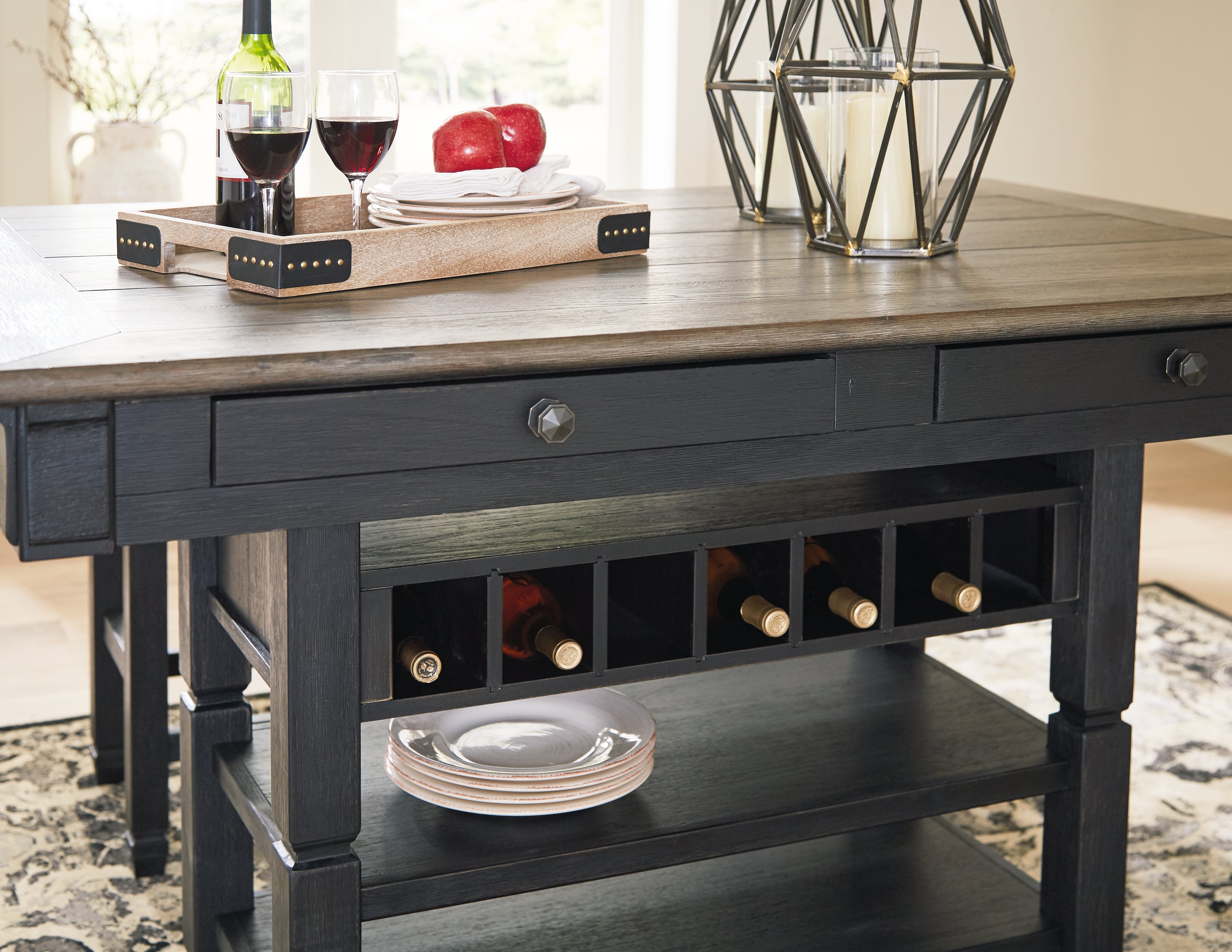 Tyler Creek Black/Gray Counter Height Dining Table and 2 Barstools - D736D14