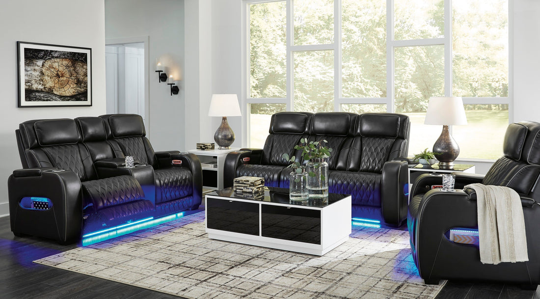U271-06 Power Reclining Set (Genuine Leather + Air Massage) *2pc - U271-06 BLACK 2pc