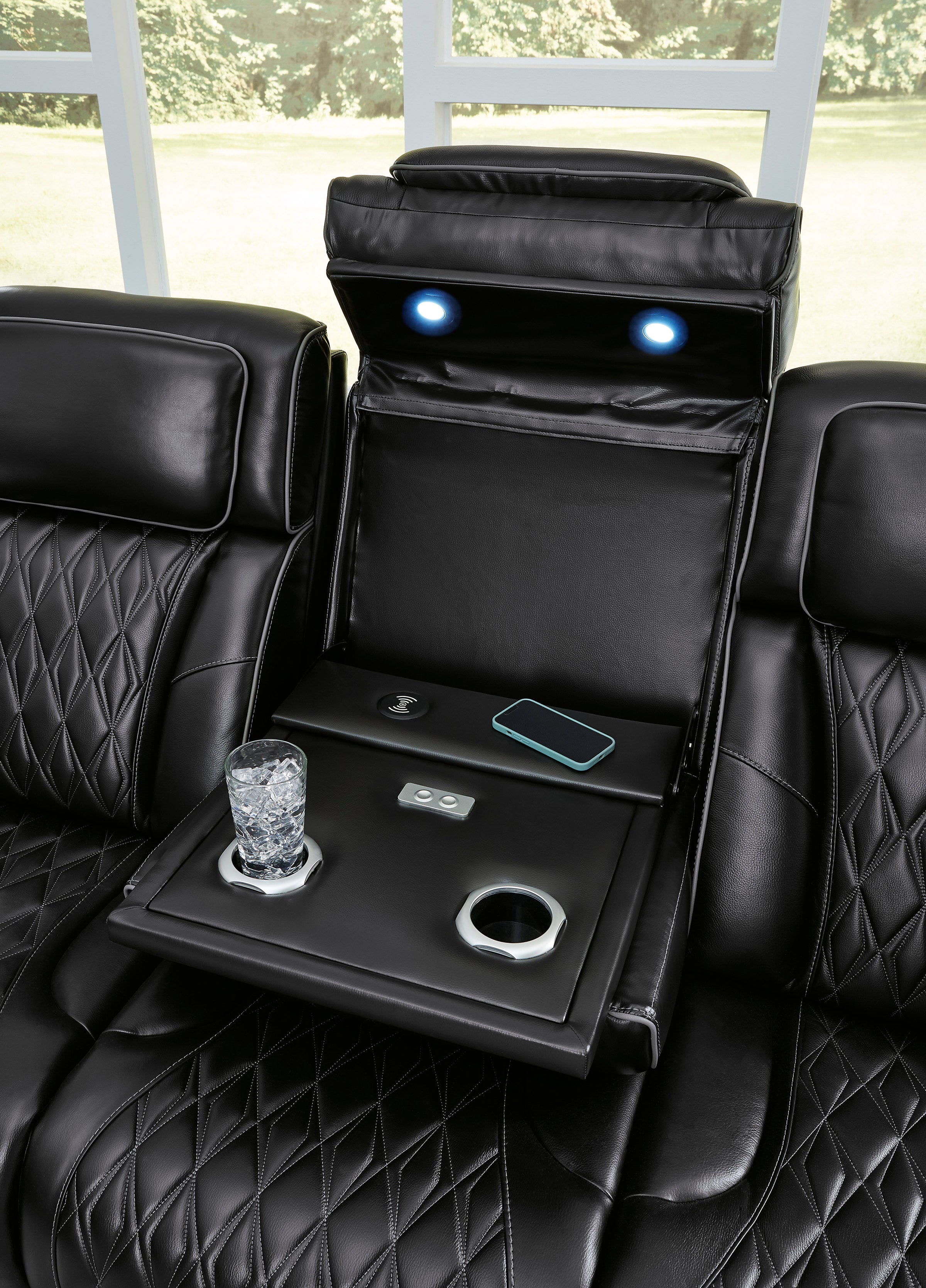 U271-06 Power Reclining Set (Genuine Leather + Air Massage) *2pc - U271-06 BLACK 2pc