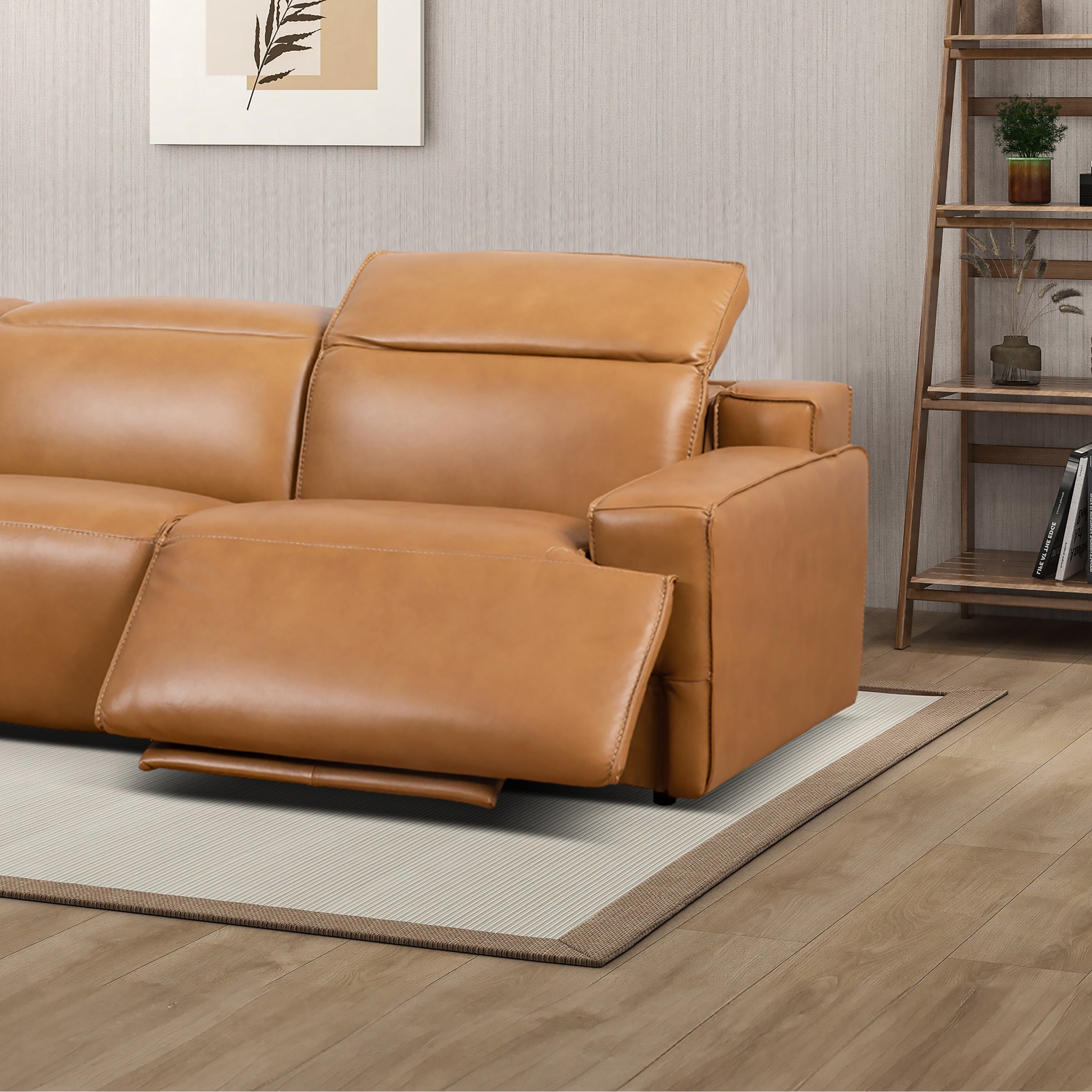 Urbana Triple PWR Recliner Sofa - Tan Leather - RSF03800301