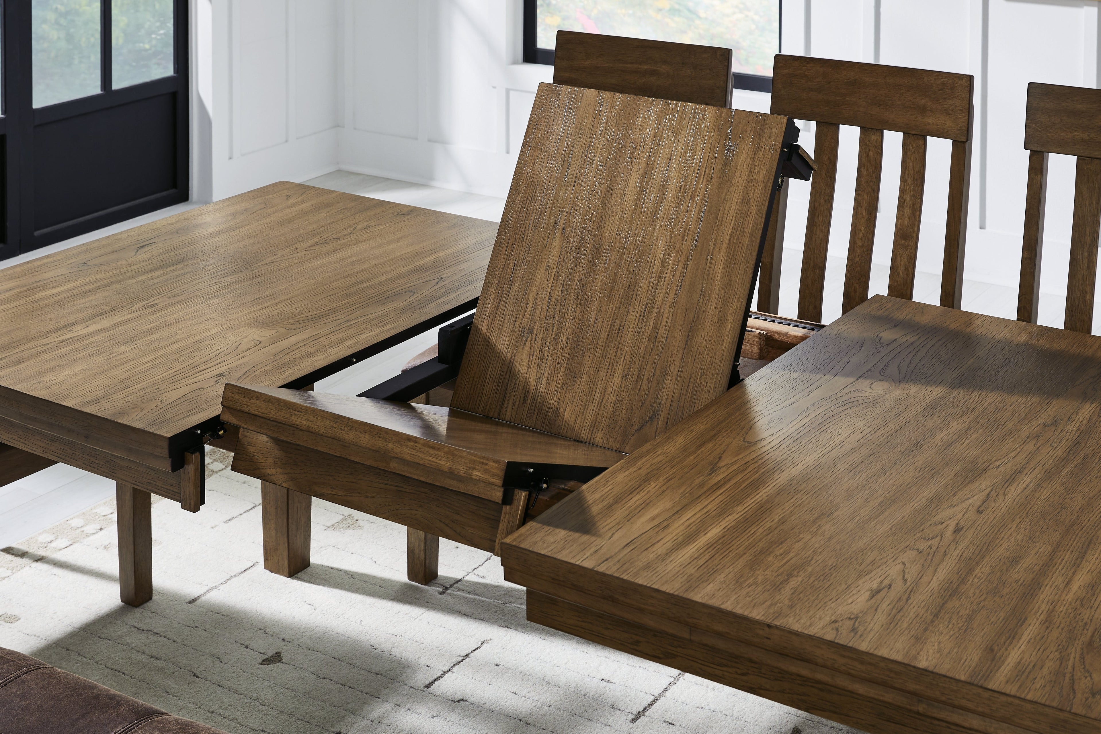 Urbinforte Dining Table and 4 Chairs and Bench in Light Brown from Ashley - Luna Furniture