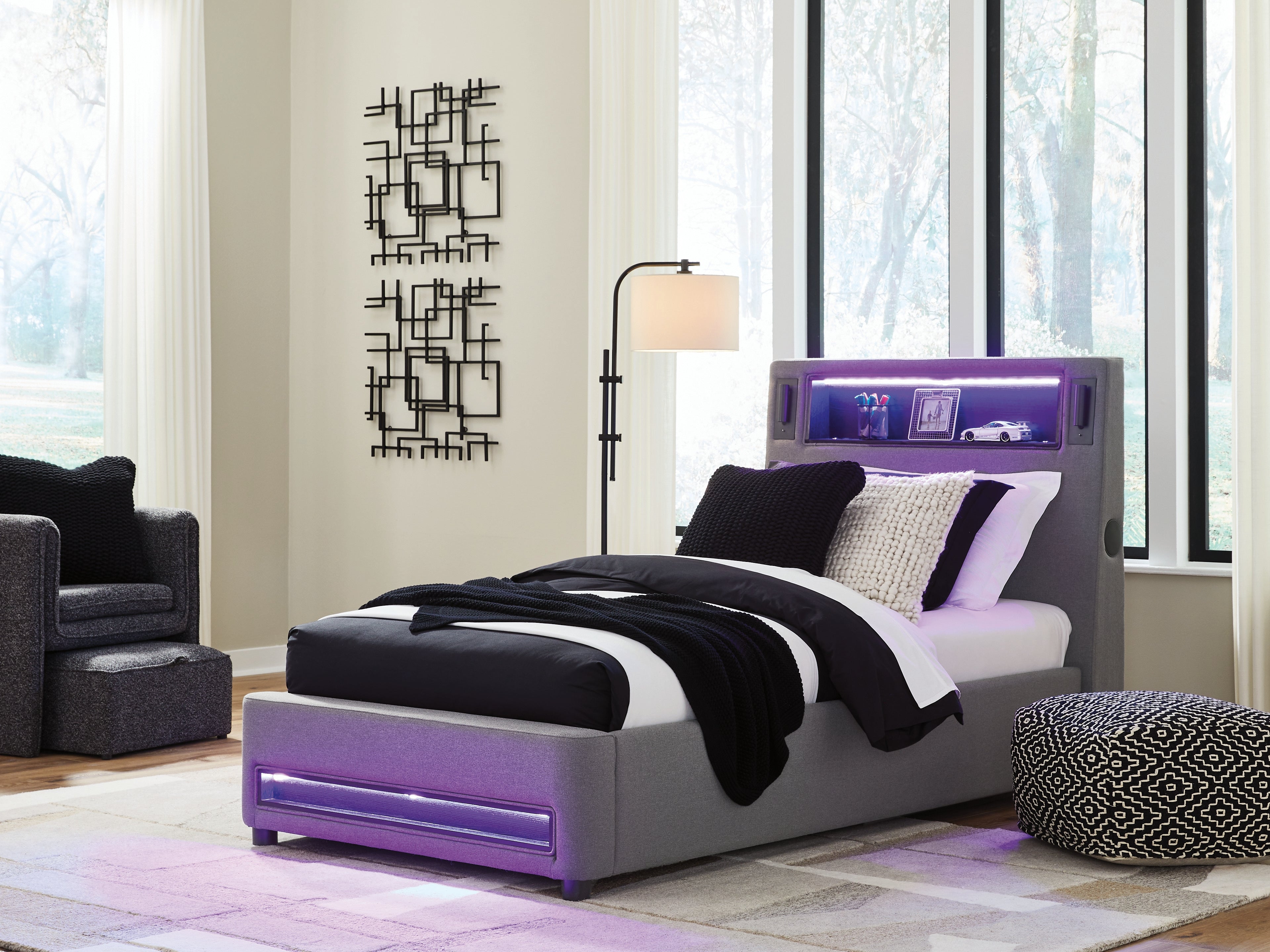 Verishaw Gray Twin Upholstered Bed - PCB2721B23