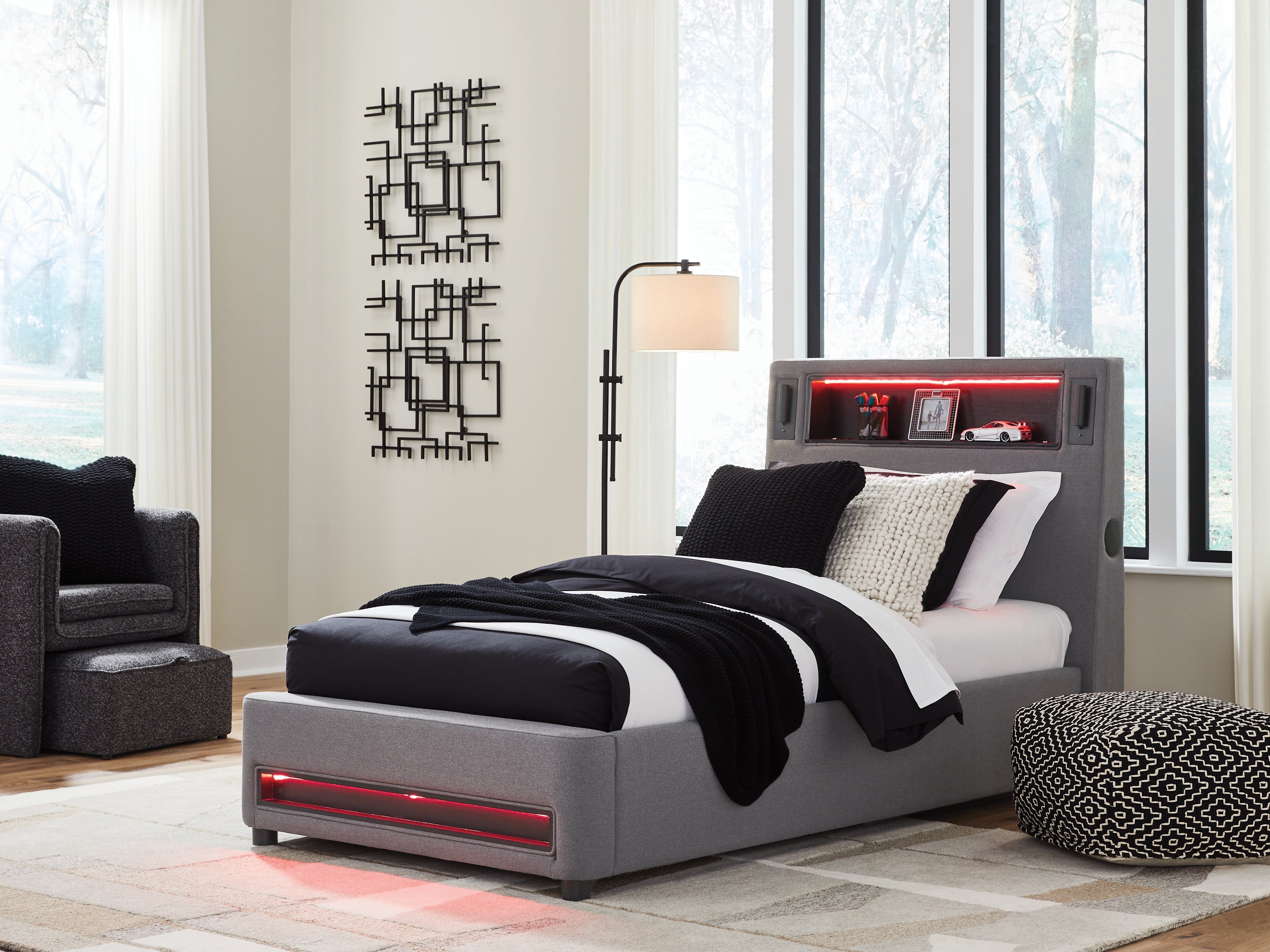 Verishaw Gray Twin Upholstered Bed - PCB2721B23