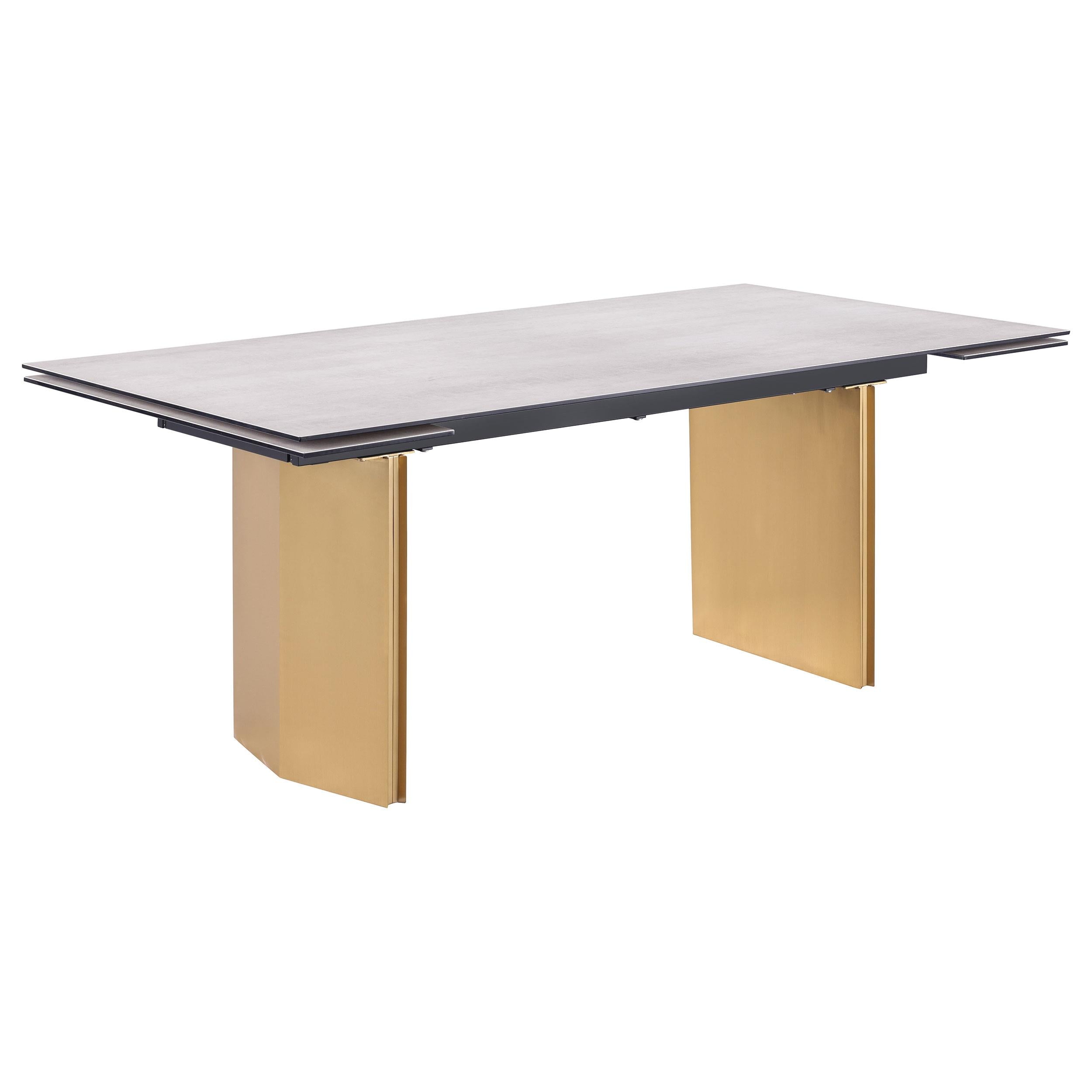 Vesa 97-inch Glass Top Extension Dining Table Beige - 193631