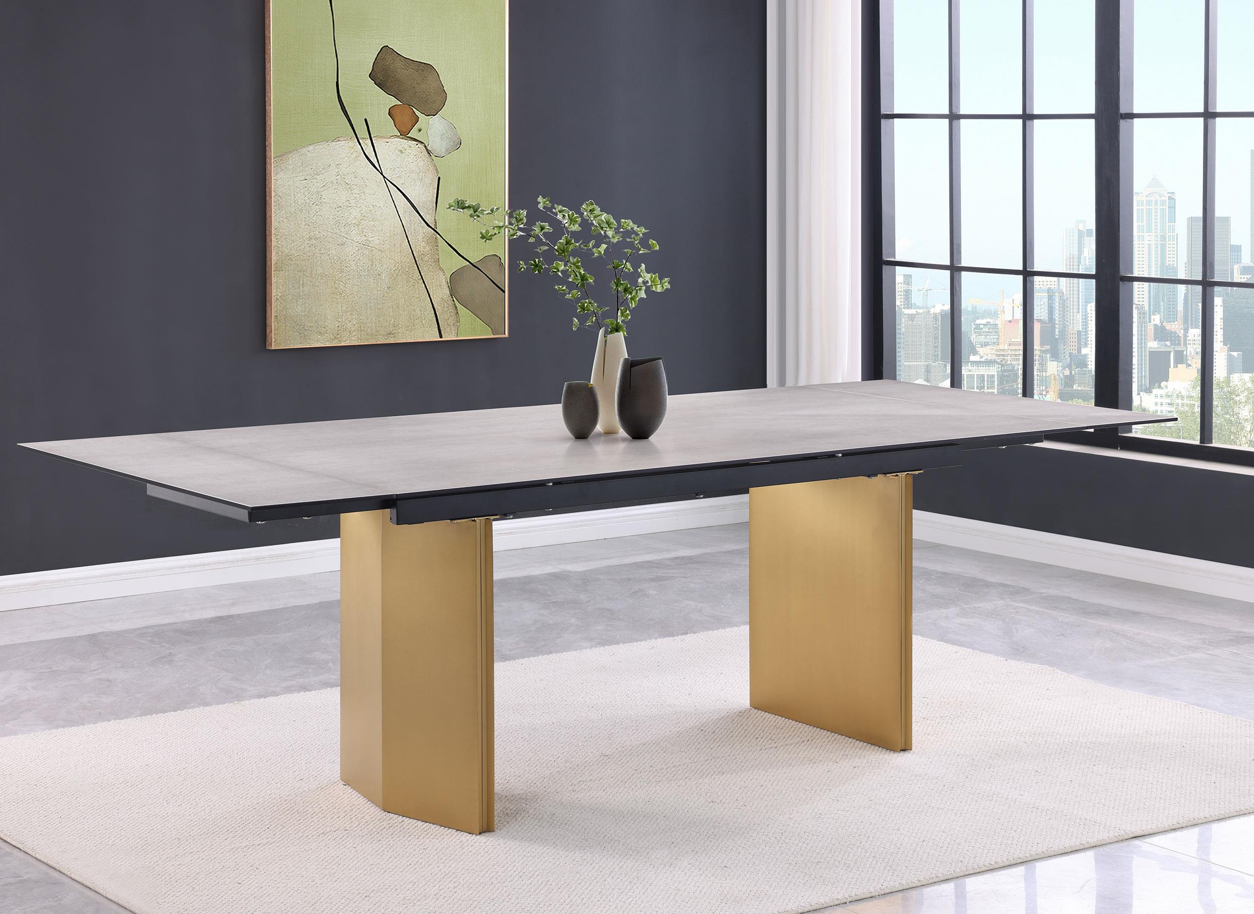 Vesa 97-inch Glass Top Extension Dining Table Beige - 193631