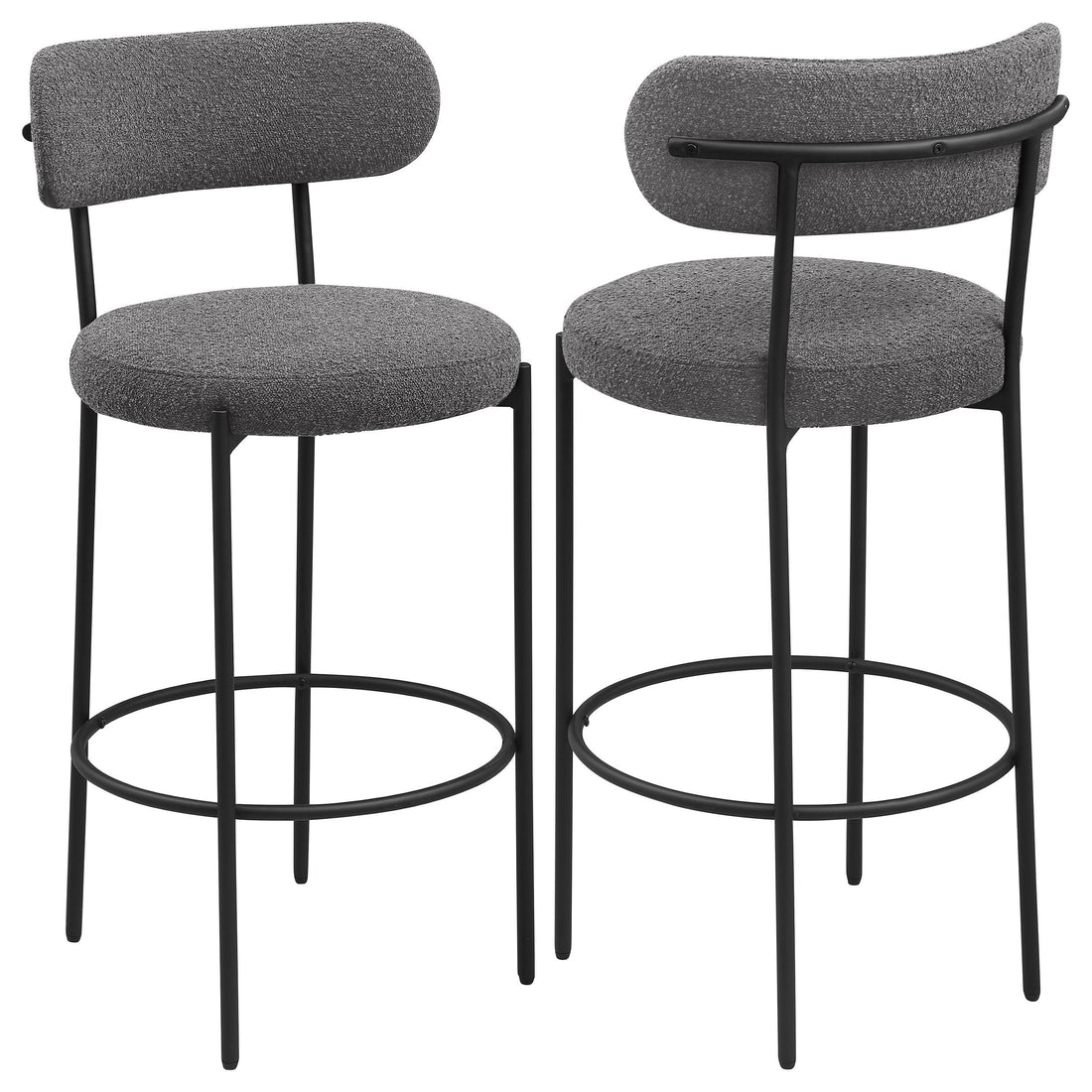 Viola Boucle Upholstered Bar Stool Black (Set of 2) - 108199