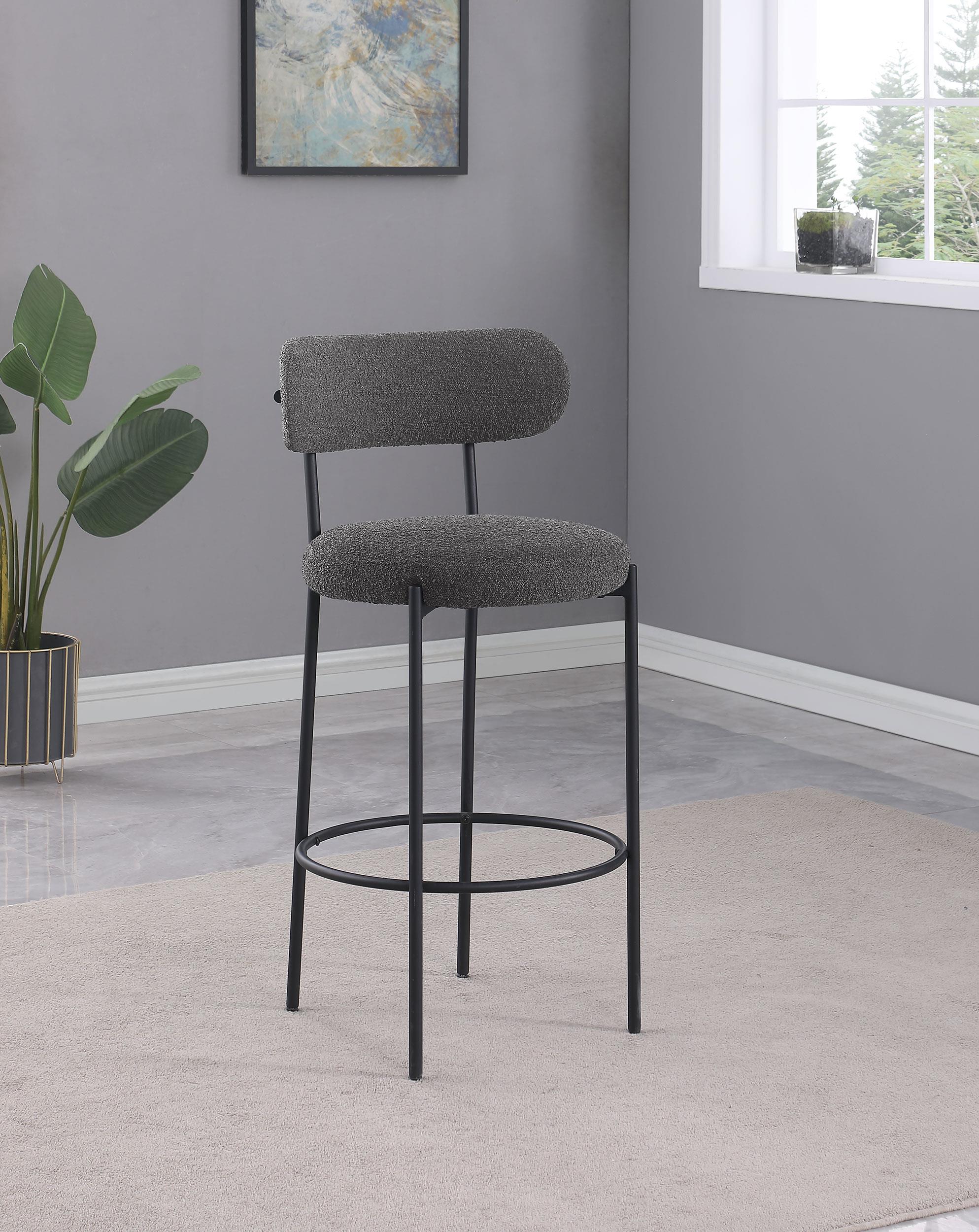 Viola Boucle Upholstered Bar Stool Black (Set of 2) - 108199