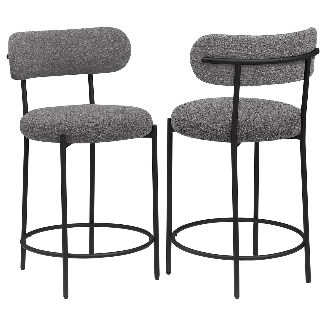 Viola Boucle Upholstered Counter Stool Black (Set of 2) - 108198